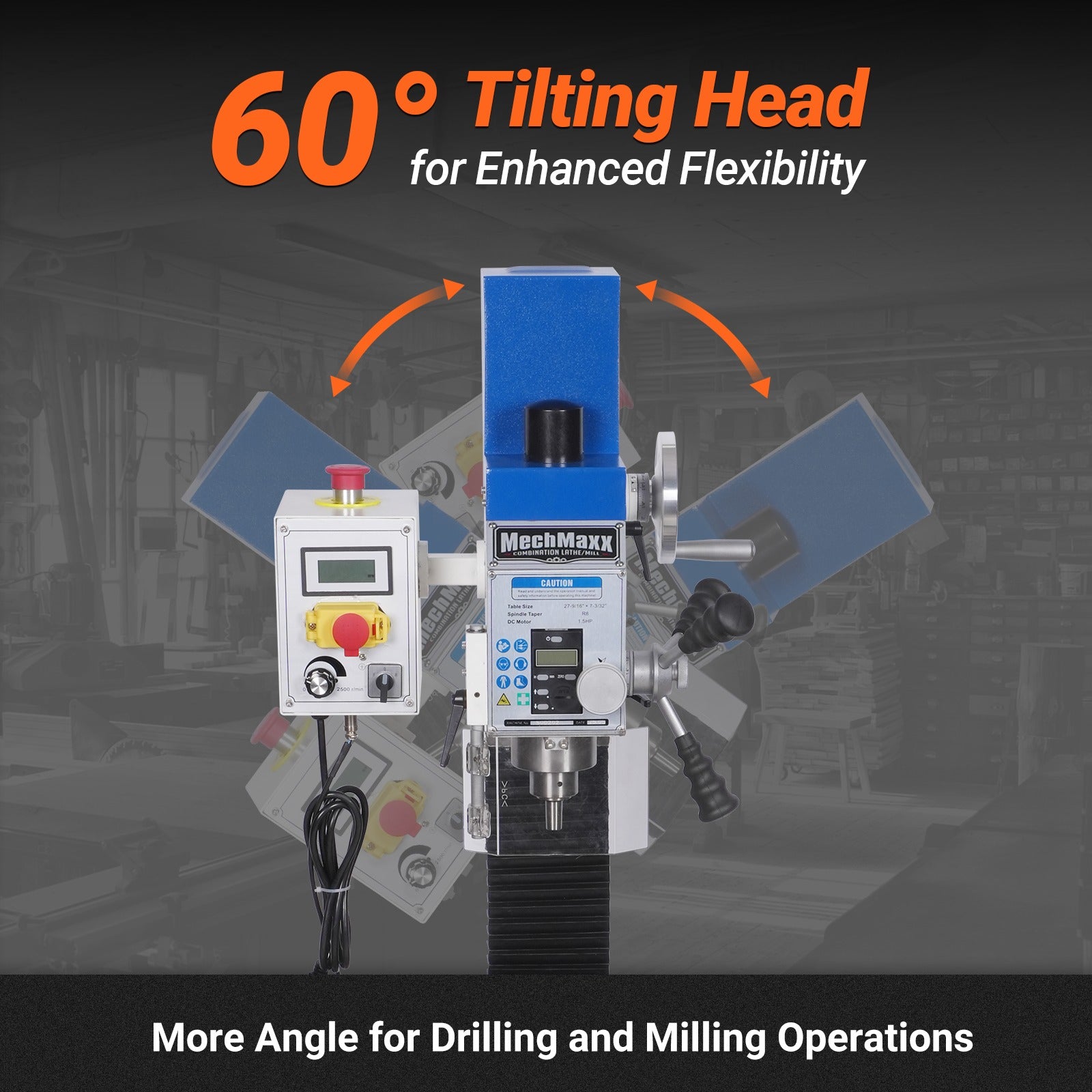 2 HP 11'' x 30'' Combination Lathe Milling Drilling Machine Brushless Motor, 1.5'' Spindle Bore, 0-2000 RPM Variable Speed, High Precision Benchtop Lathe for Metalworking – Without Stand