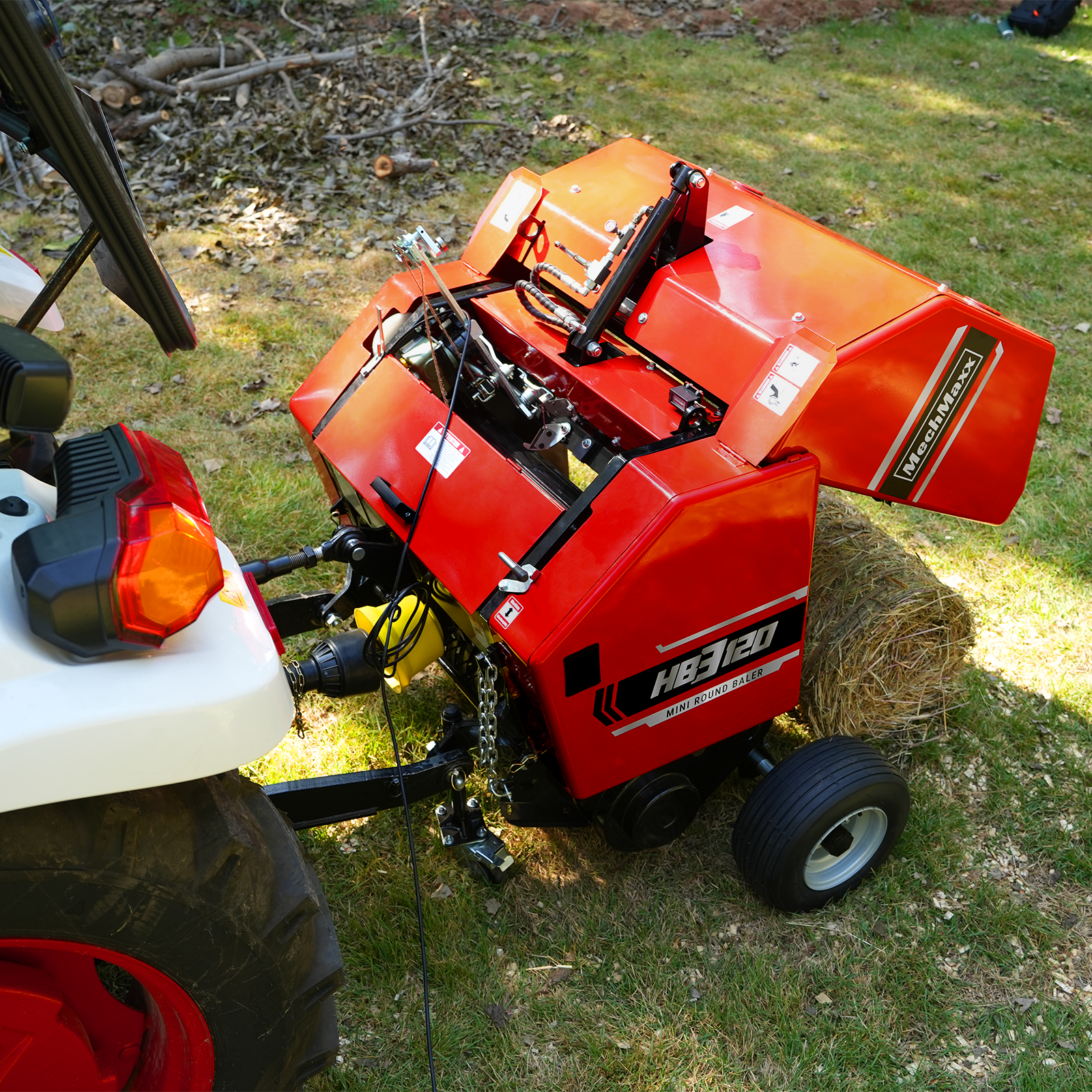 3-Point PTO Mini Round Hay Baler With Twine Wrap, 20" Diameter x 28" Width Bales, For 15-50hp Tractor, HB3120