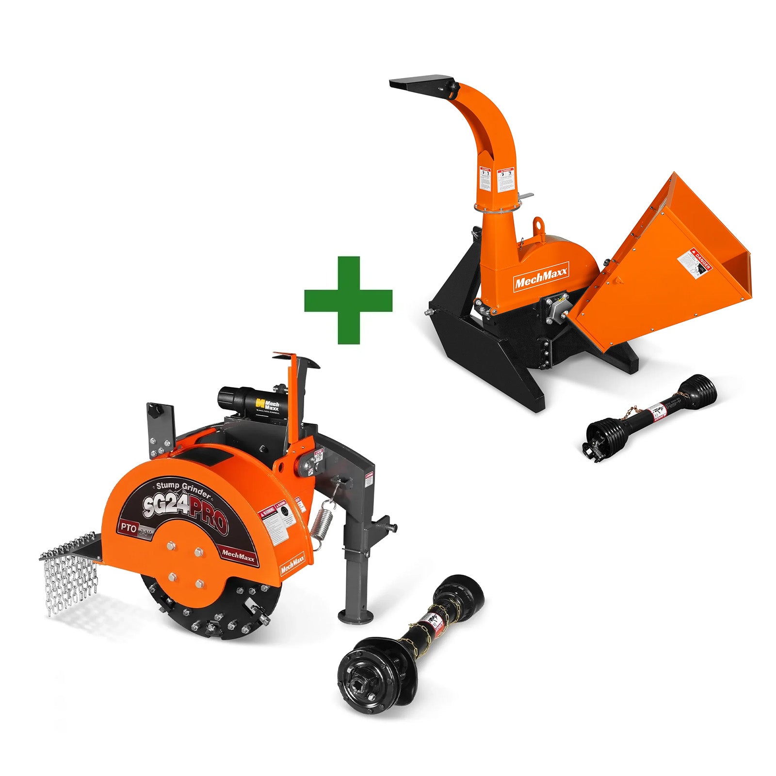 3-Point PTO Stump Grinder & Wood Chipper Bundle; SG24PRO; BX42S; Orang