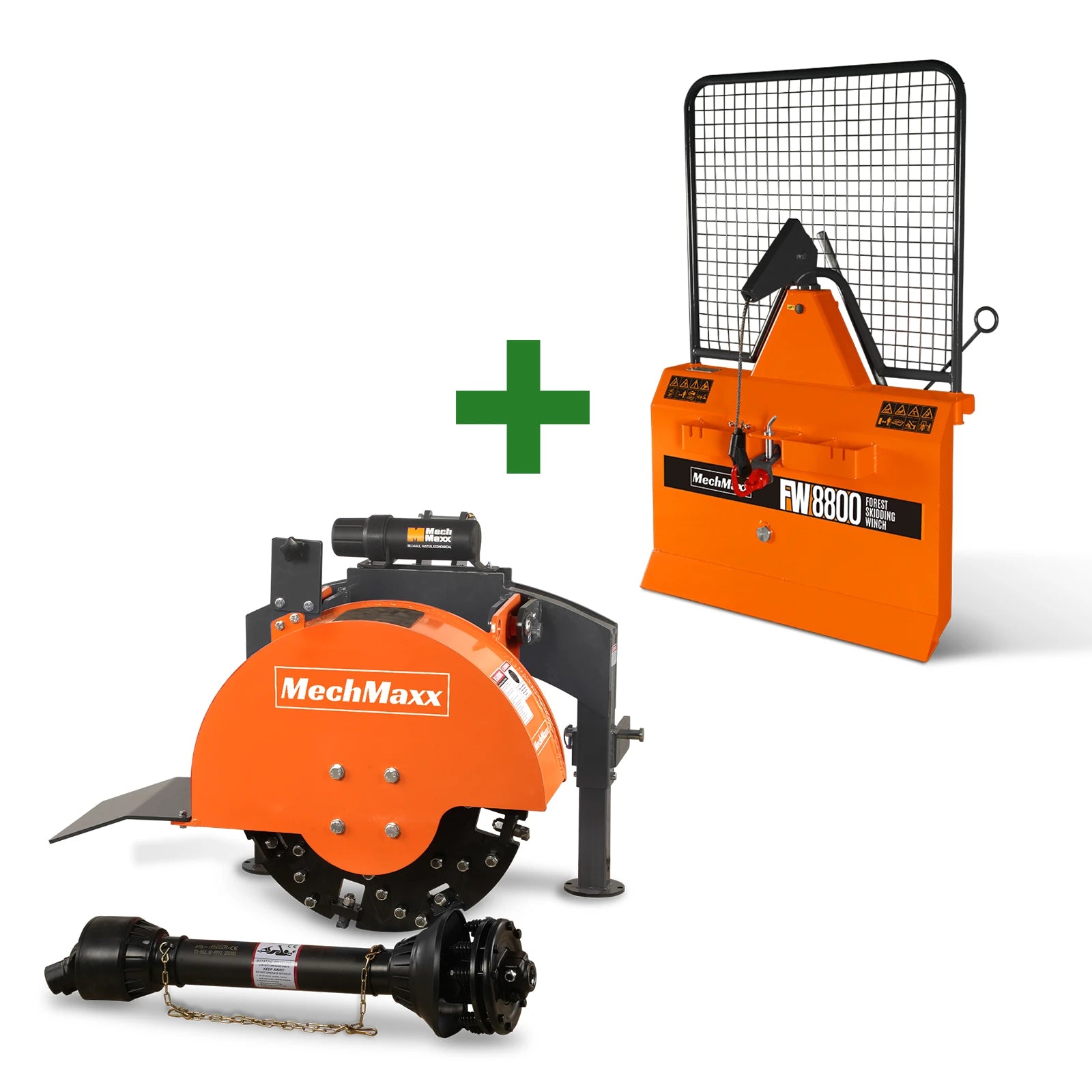 3-Point PTO Stump Grinder & Forestry Log Skidding Winch Combo, SG24 &
