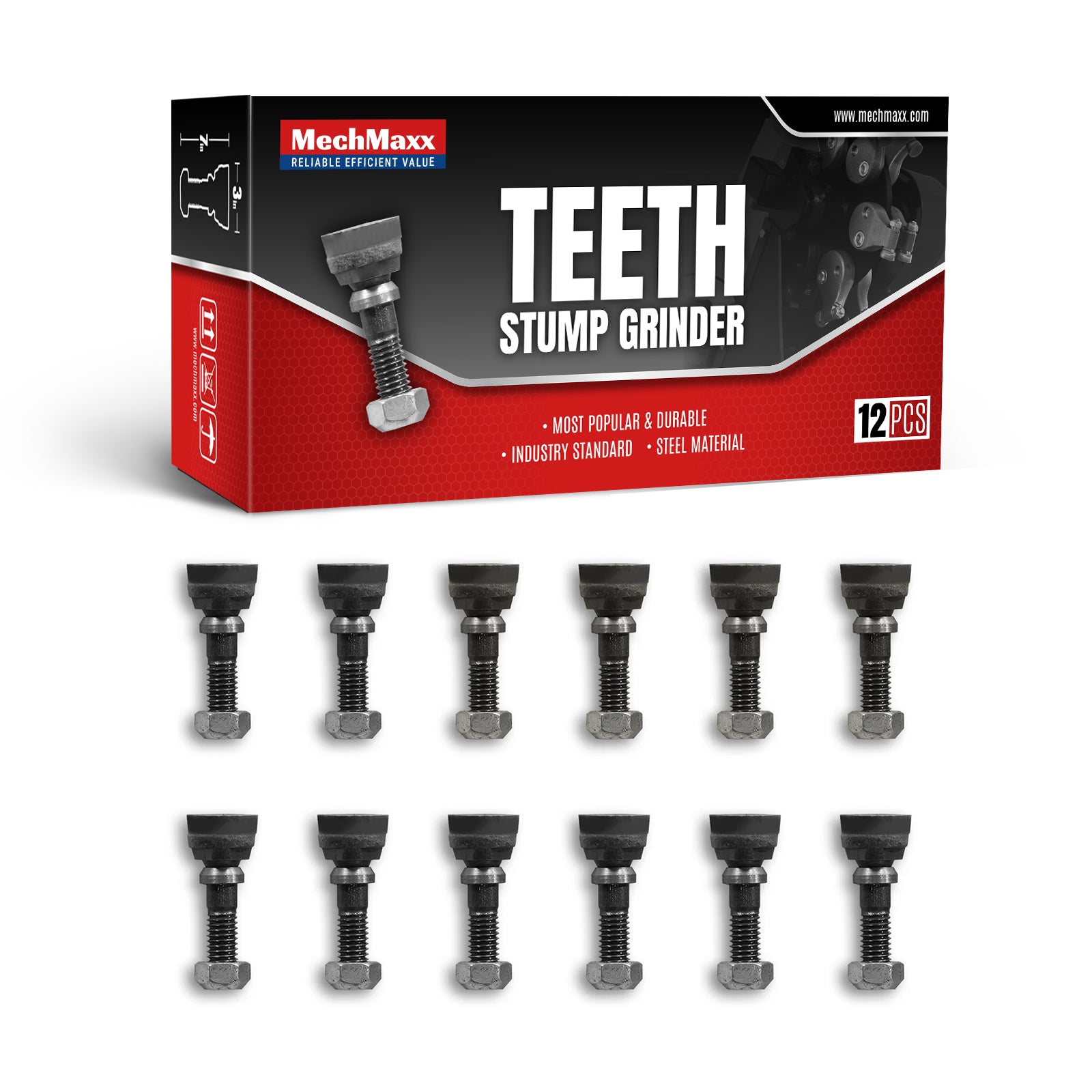 ( 1 Pack / 12 Pcs ) Teeth for Stump Grinder SGR1500; SG380; TSG61 (SKU: 130200; 130300; 130400; 150152)