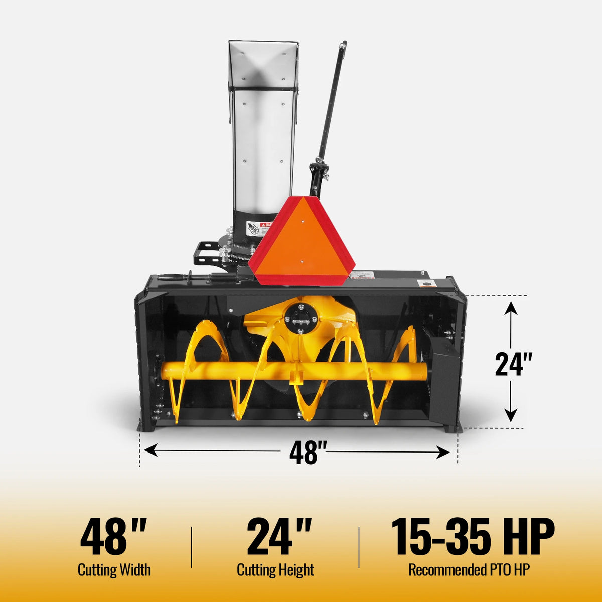 48" 3 Point PTO Snow Blower 20" Impeller Diameter 360° Snow Chute (PTO Shaft Included with Slip Clutch), 15-35 HP, TSB48