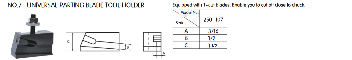 Wedge Quick Change Tool Posts and Holders 251-111 Size for Metal Lathe Machine 10'' x 30'' SKU: 500005|Model: 1030V