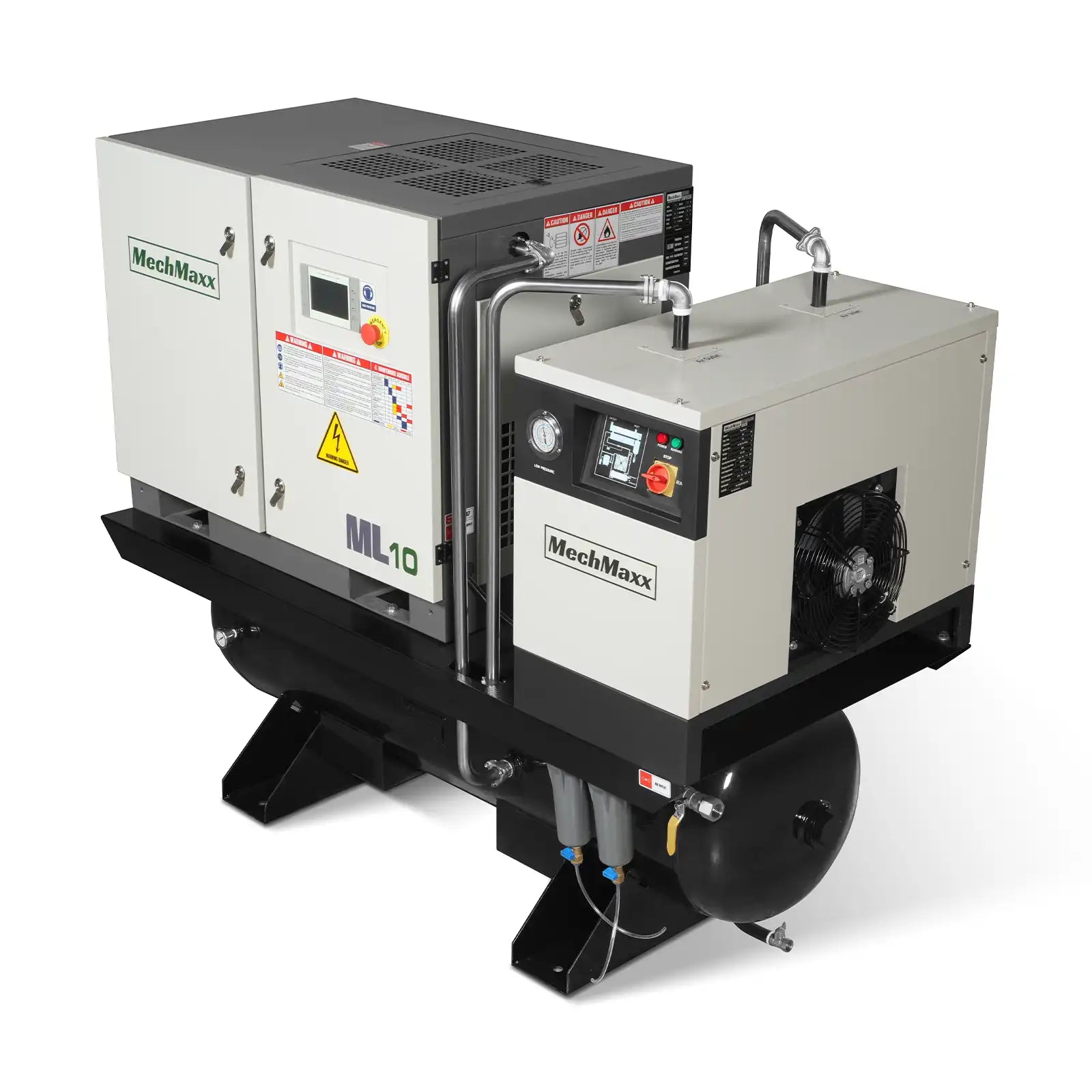 10HP Combined Rotary Screw Air Compressor with Dryer & 66-Gal ASME Tank | 32 CFM, 116 PSI, 230V 3-Phase – Industrial Grade
