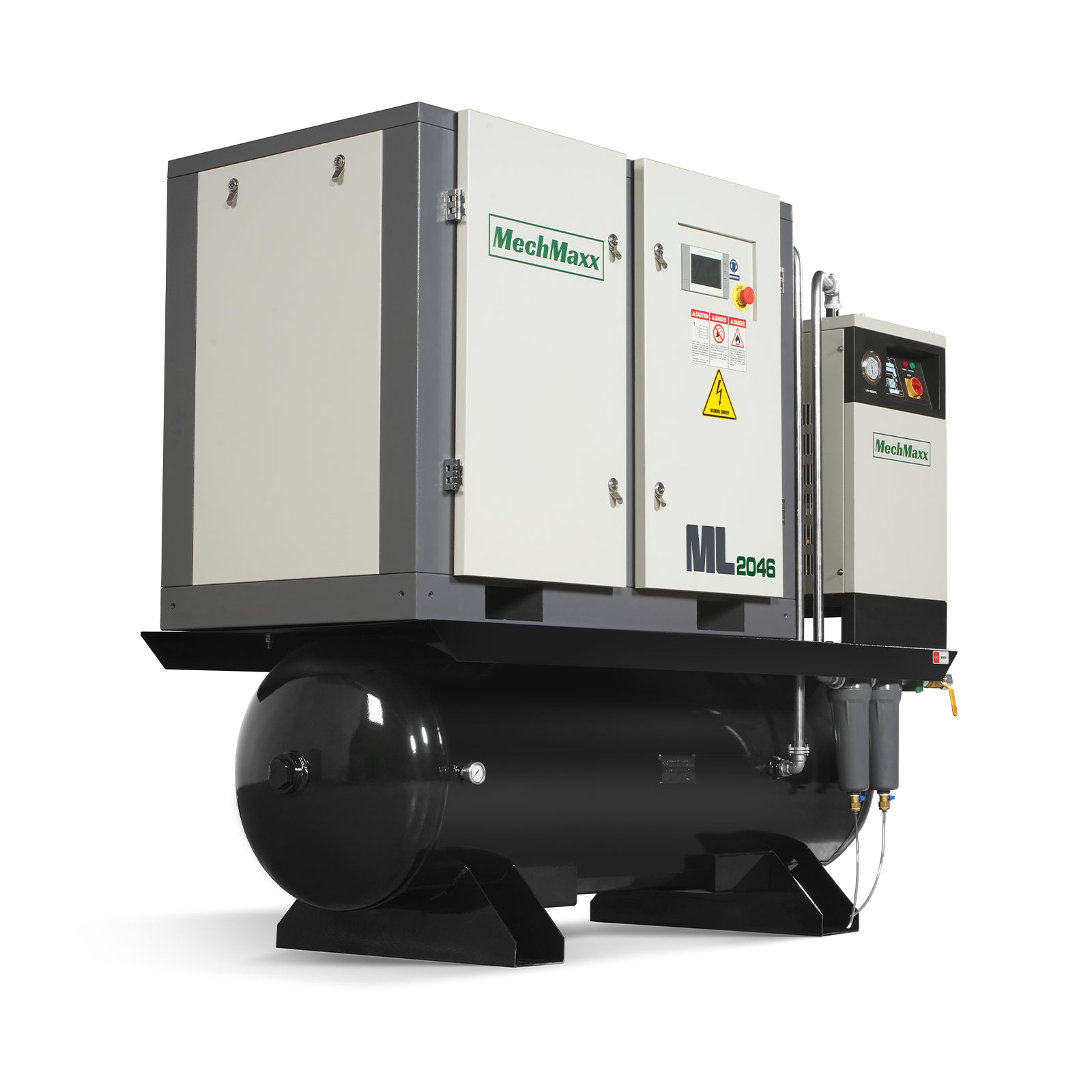 20HP Combined Rotary Screw Air Compressor with Dryer & 105-Gal ASME Tank | 78 CFM, 116 PSI, 460V 3-Phase – Industrial Grade