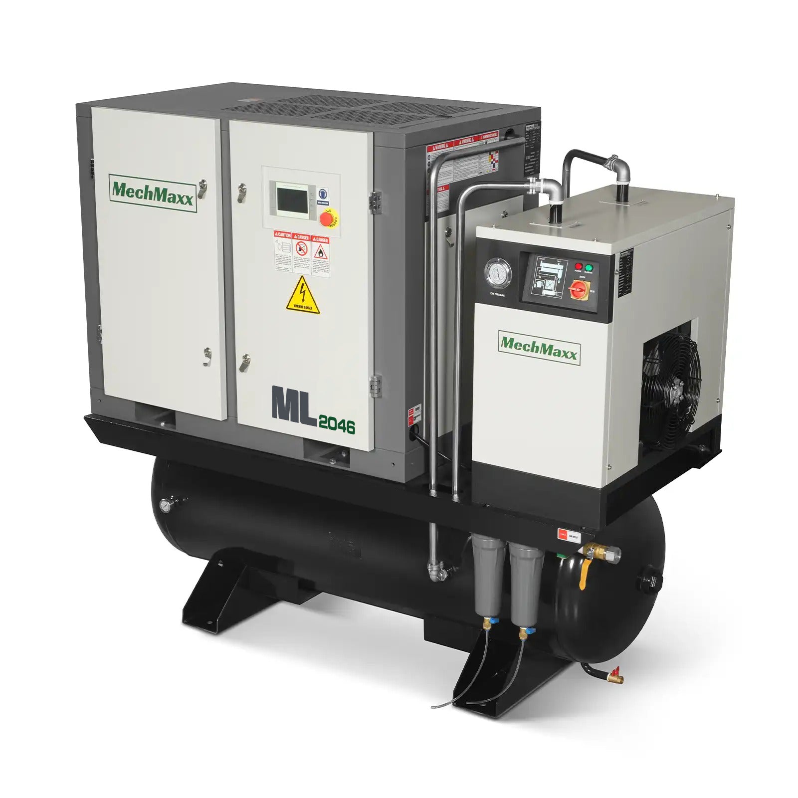 20HP Combined Rotary Screw Air Compressor with Dryer & 105-Gal ASME Tank | 78 CFM, 116 PSI, 460V 3-Phase – Industrial Grade