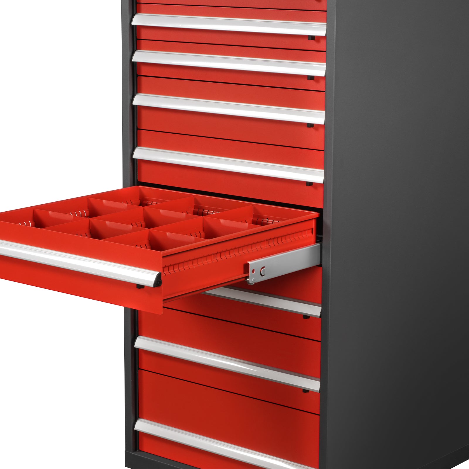 Heavy Duty Modular Drawer Cabinet – 9 Drawer Tool Storage Organizer, Steel Construction, 59" H x 28.5" W x 28.5" D