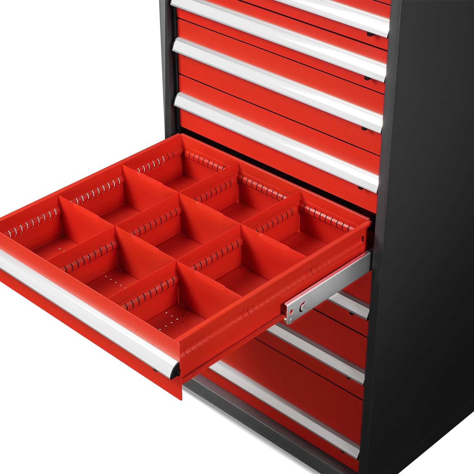 Heavy Duty Modular Drawer Cabinet – 9 Drawer Tool Storage Organizer, Steel Construction, 59" H x 28.5" W x 28.5" D