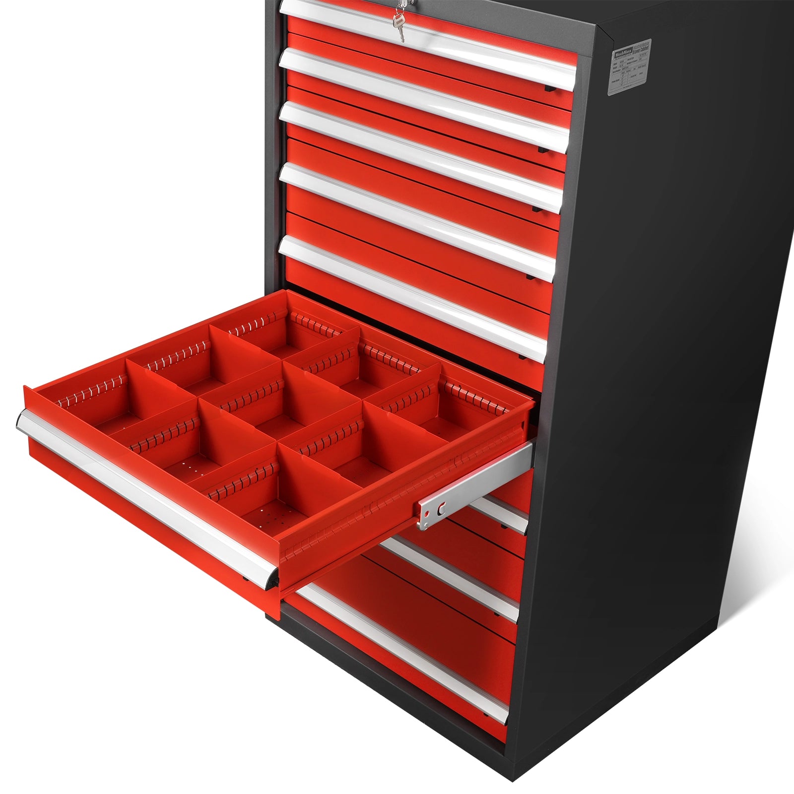 Heavy Duty Modular Drawer Cabinet – 9 Drawer Tool Storage Organizer, Steel Construction, 59" H x 28.5" W x 28.5" D