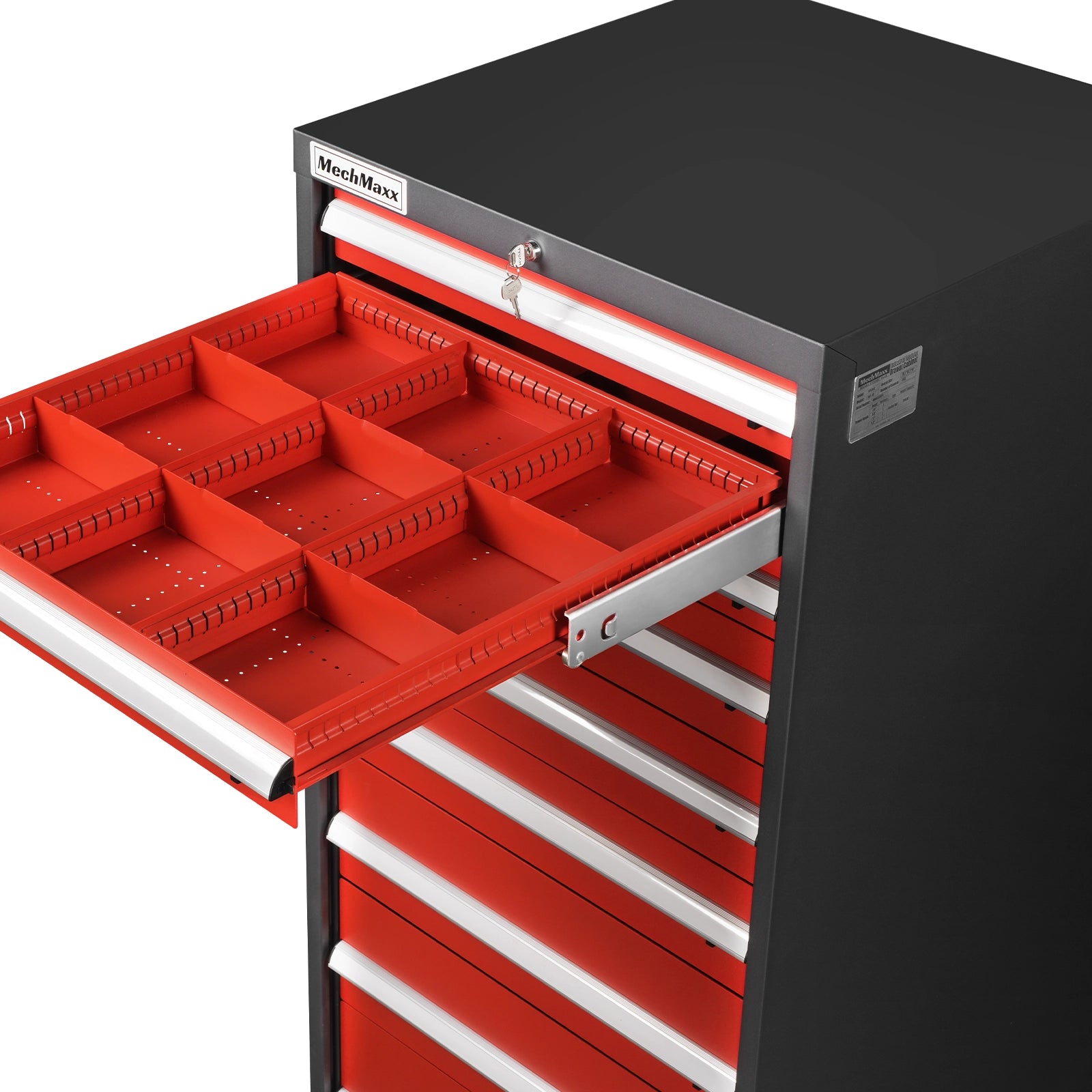 Heavy Duty Modular Drawer Cabinet – 9 Drawer Tool Storage Organizer, Steel Construction, 59" H x 28.5" W x 28.5" D
