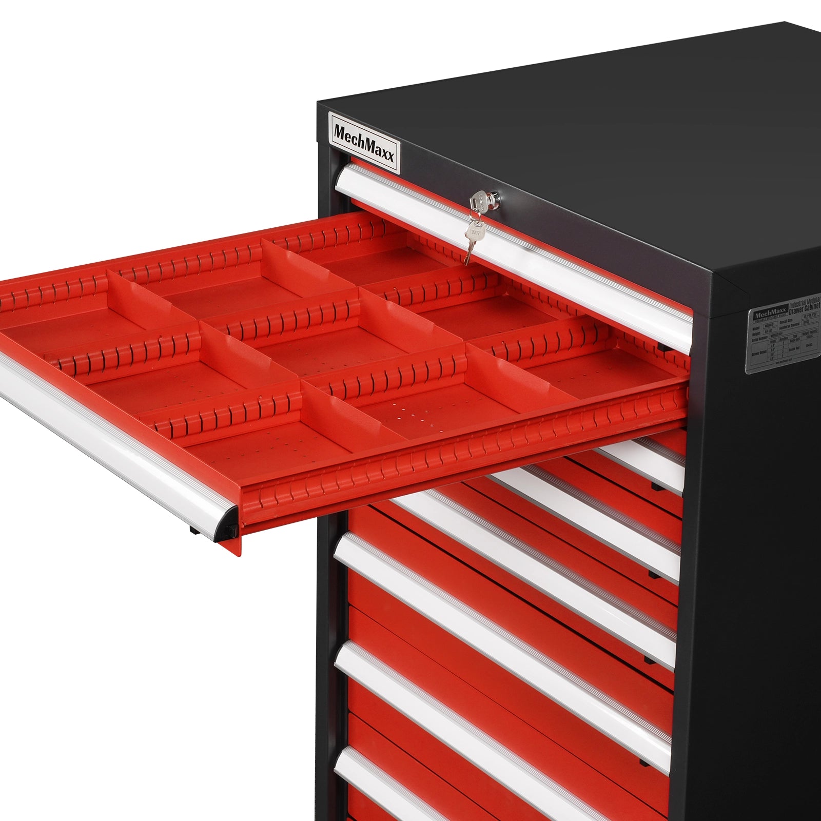 Heavy Duty Modular Drawer Cabinet – 10 Drawer Tool Storage Organizer, Steel Construction, 59" H x 28.5" W x 28.5" D