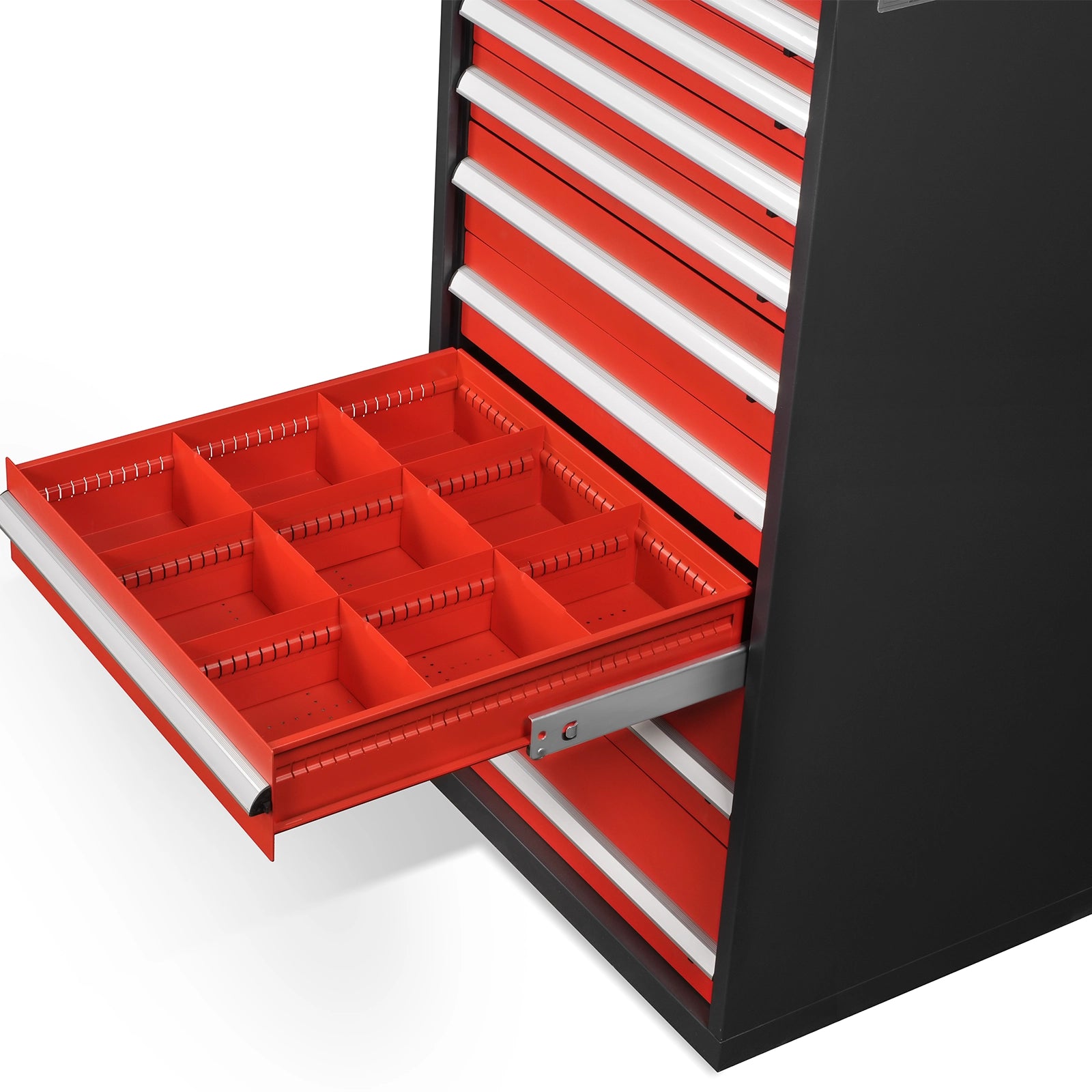 Heavy Duty Modular Drawer Cabinet – 10 Drawer Tool Storage Organizer, Steel Construction, 59" H x 28.5" W x 28.5" D
