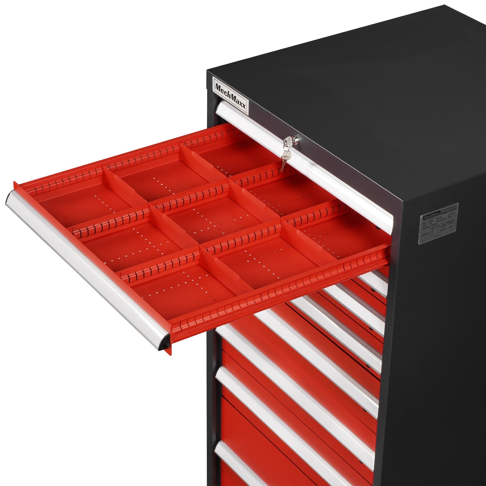 Heavy Duty Modular Drawer Cabinet – 10 Drawer Tool Storage Organizer, Steel Construction, 59" H x 28.5" W x 28.5" D