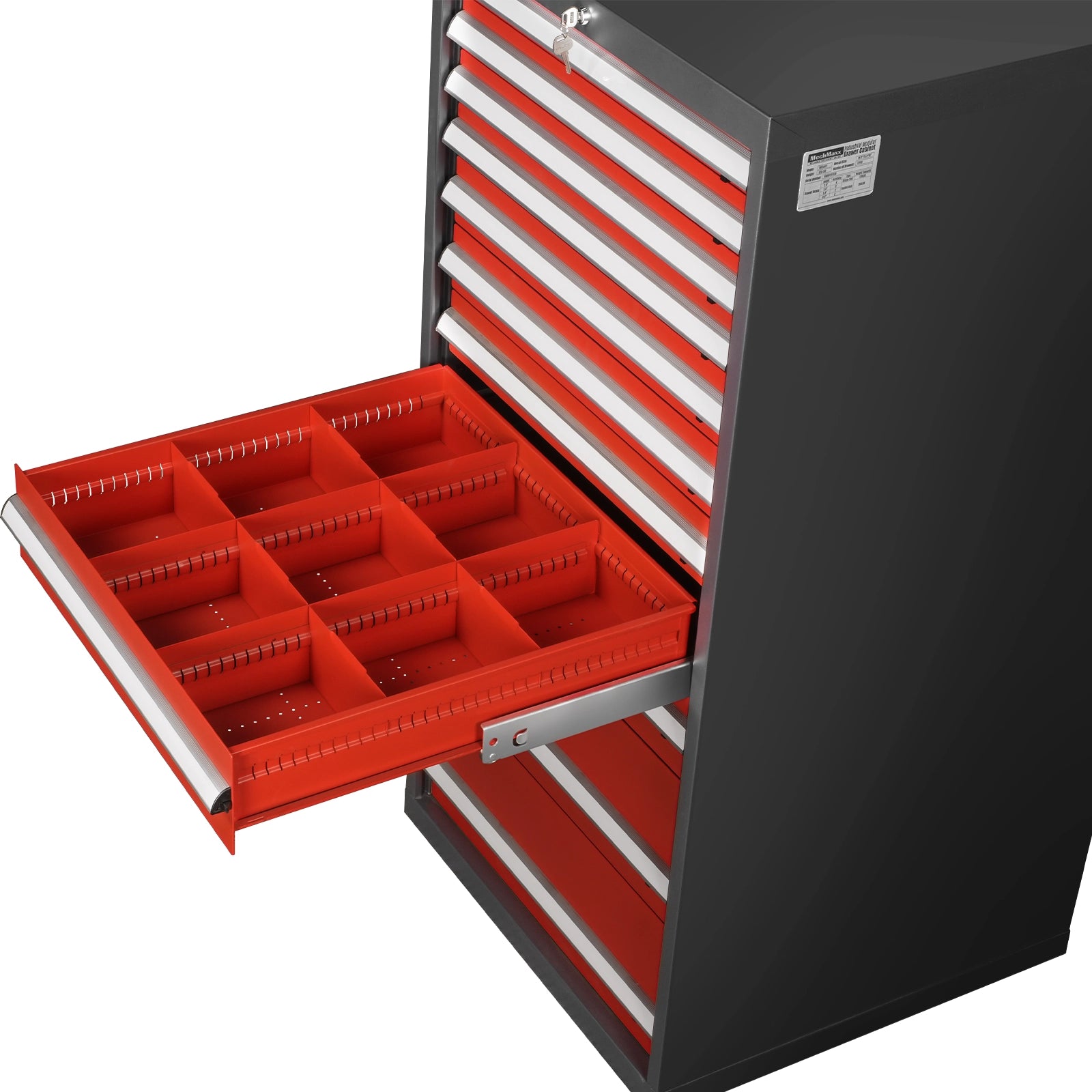 Heavy Duty Modular Drawer Cabinet – 11 Drawer Tool Storage Organizer, Steel Construction, 59" H x 28.5" W x 28.5" D