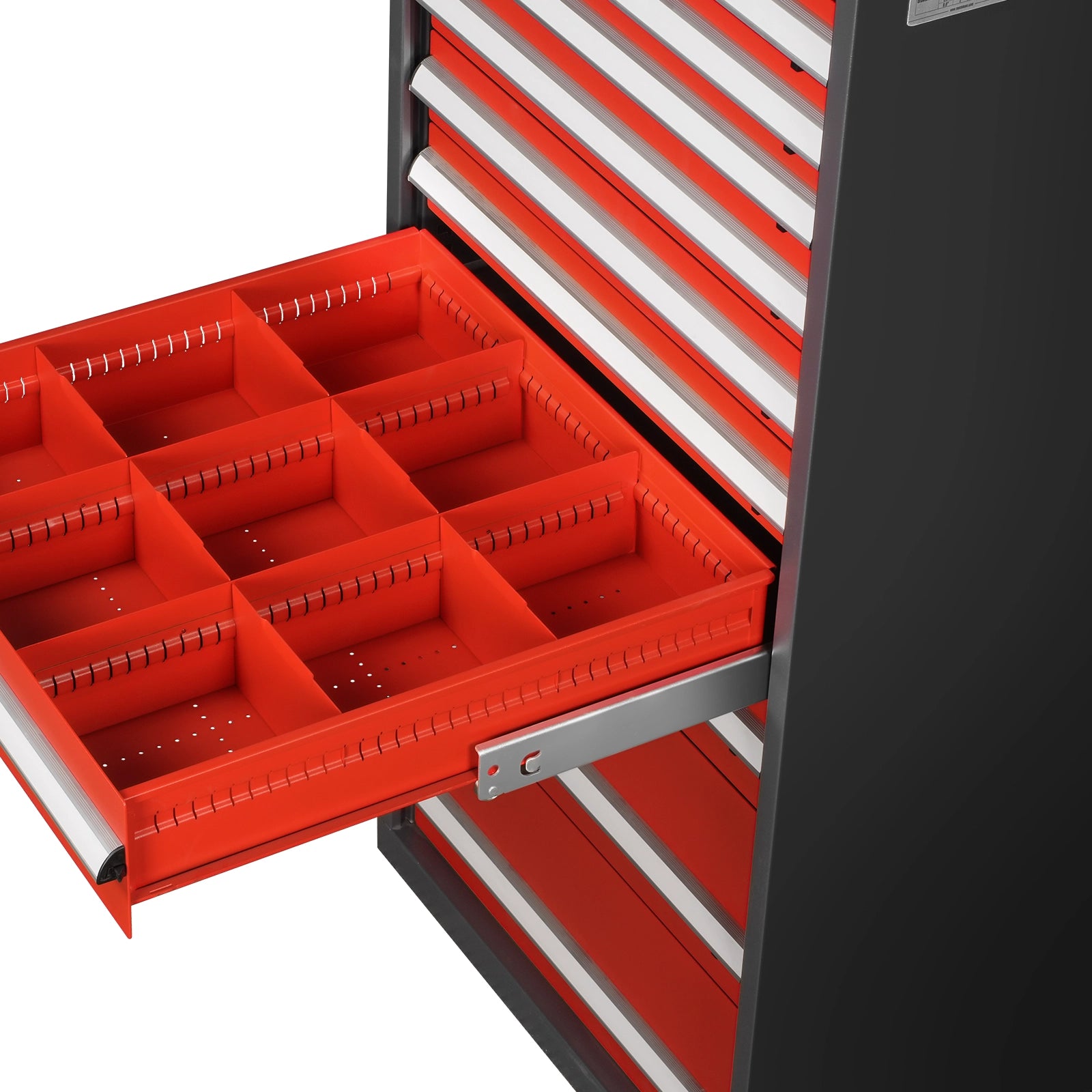 Heavy Duty Modular Drawer Cabinet – 11 Drawer Tool Storage Organizer, Steel Construction, 59" H x 28.5" W x 28.5" D