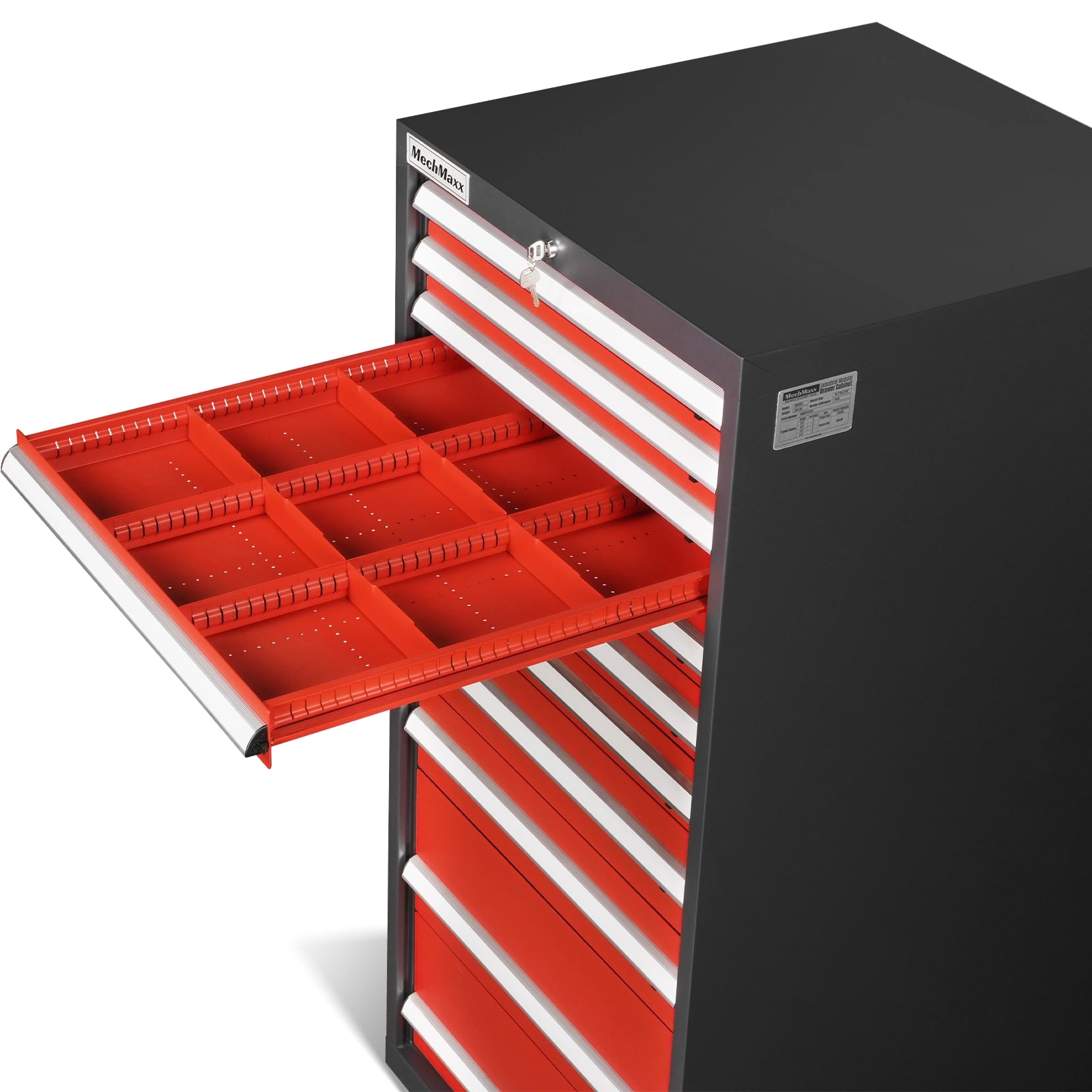 Heavy Duty Modular Drawer Cabinet – 11 Drawer Tool Storage Organizer, Steel Construction, 59" H x 28.5" W x 28.5" D