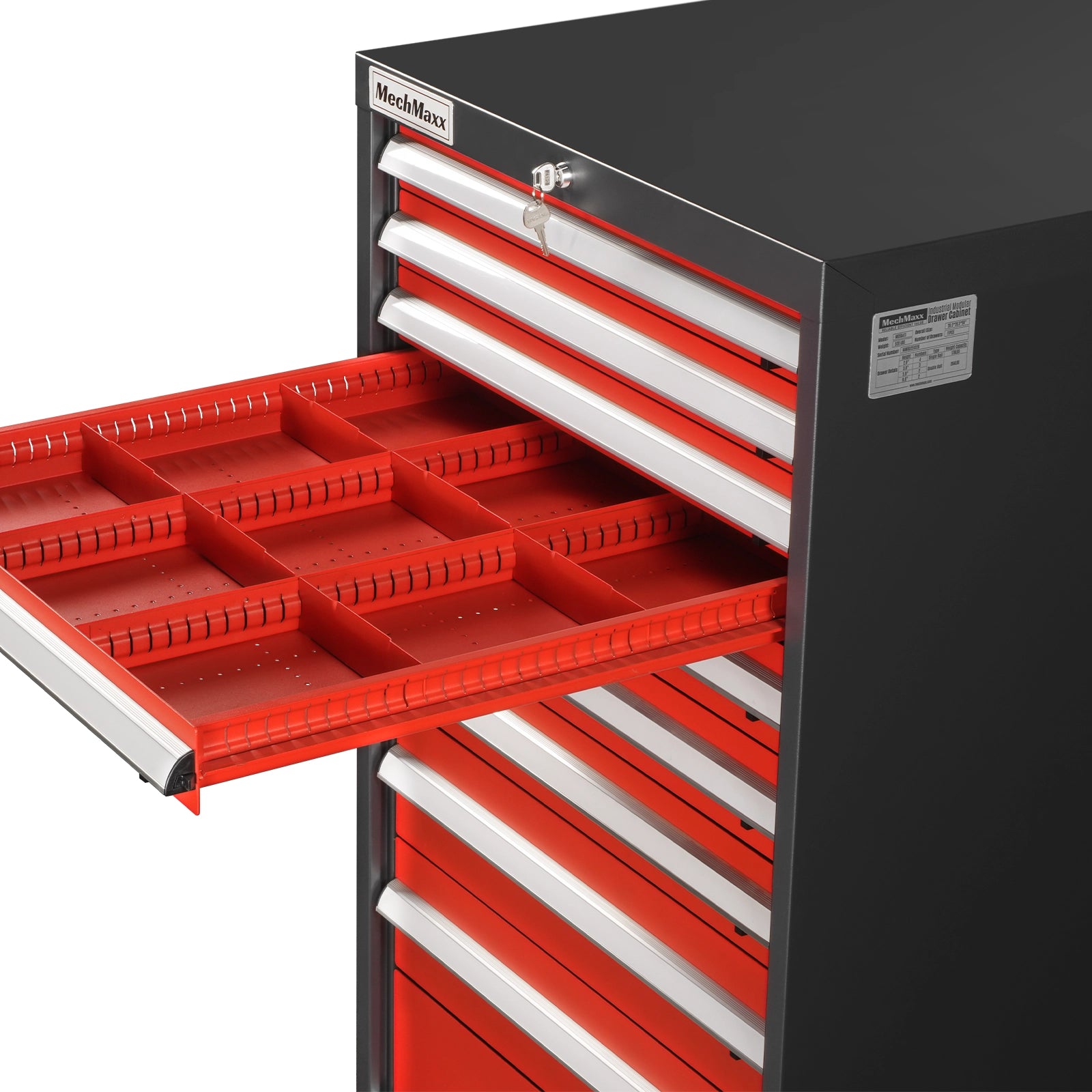 Heavy Duty Modular Drawer Cabinet – 11 Drawer Tool Storage Organizer, Steel Construction, 59" H x 28.5" W x 28.5" D