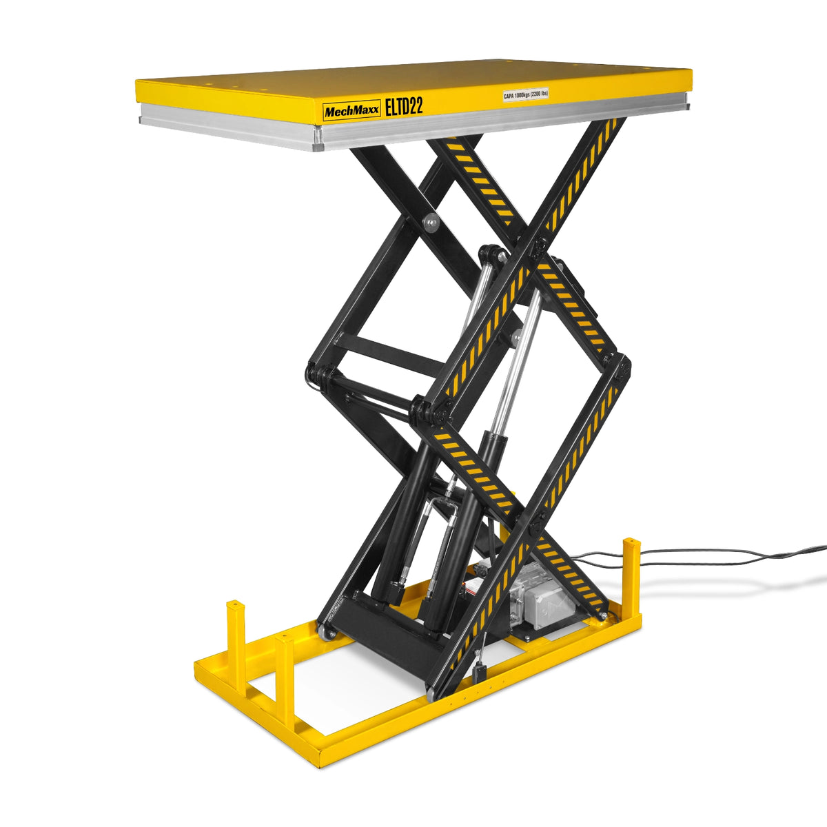 2200 lbs Capacity Stationary Electric Hydraulic Double Scissor Lift Table – 51.2" x 32.3" Platform, 70.1" Lift Height, UL Certified Motor, ELTD22