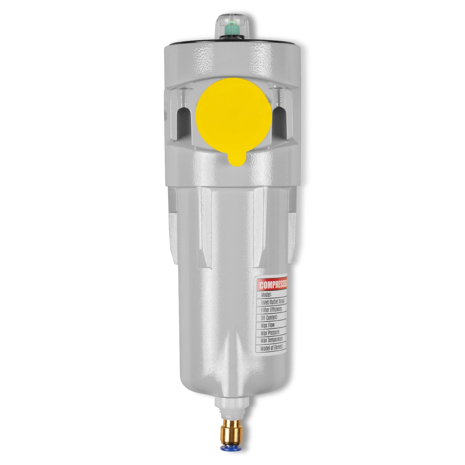 53 CFM Compressed Air Oil-Water Separator Precision Filter,1μm,Oil Content 1ppm, With Auto Drain, Pressure Indicator
