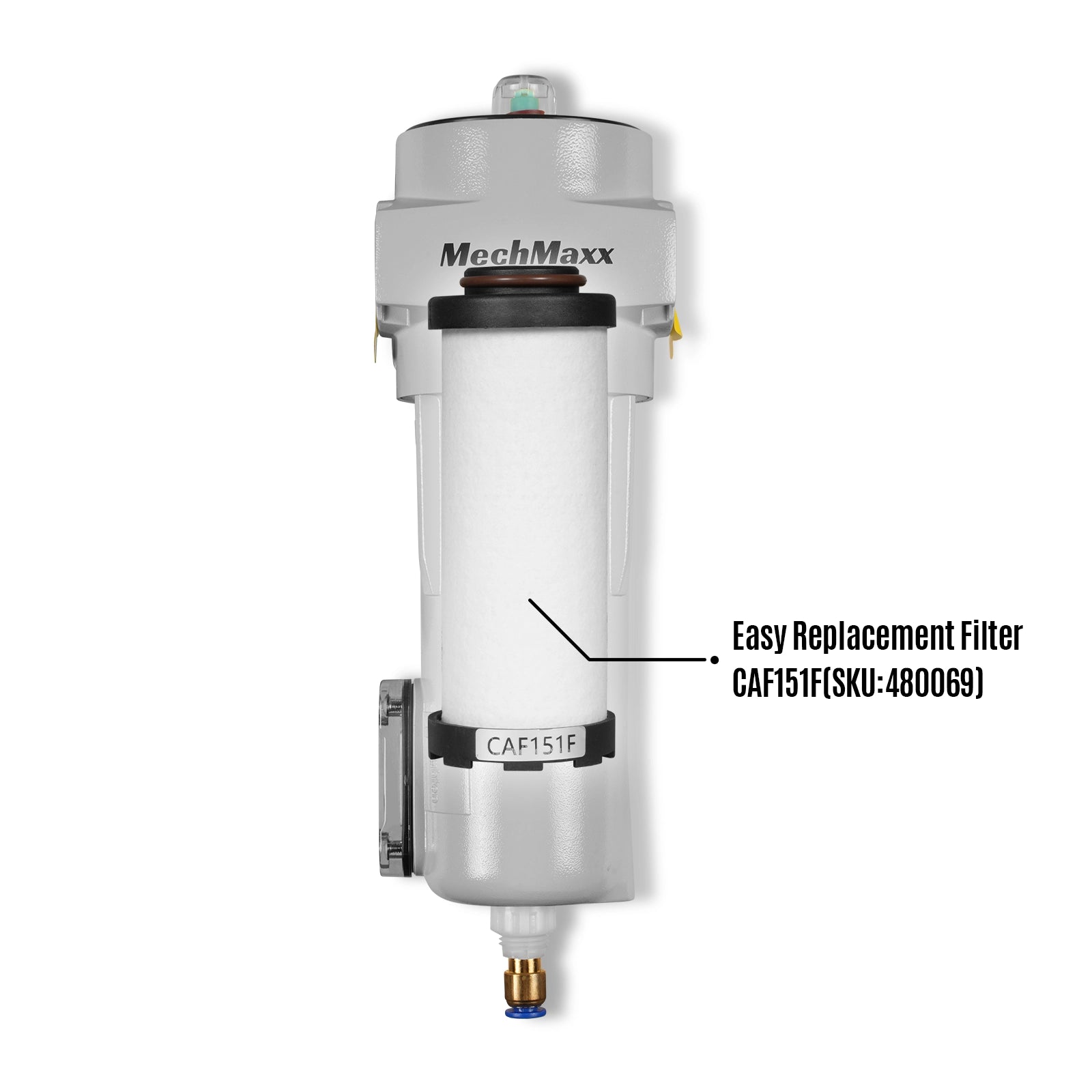 63 CFM Compressed Air Oil-Water Separator Precision Filter,1μm,Oil Content 1ppm, With Auto Drain, Pressure Indicator
