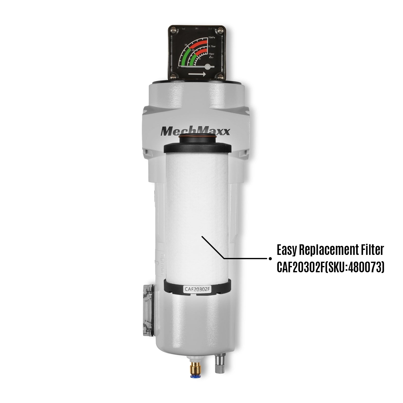 99 CFM Compressed Air Oil-Water Separator Precision Filter,0.01μm,Oil Content 0.01ppm, With Auto Drain, Pressure Gauge