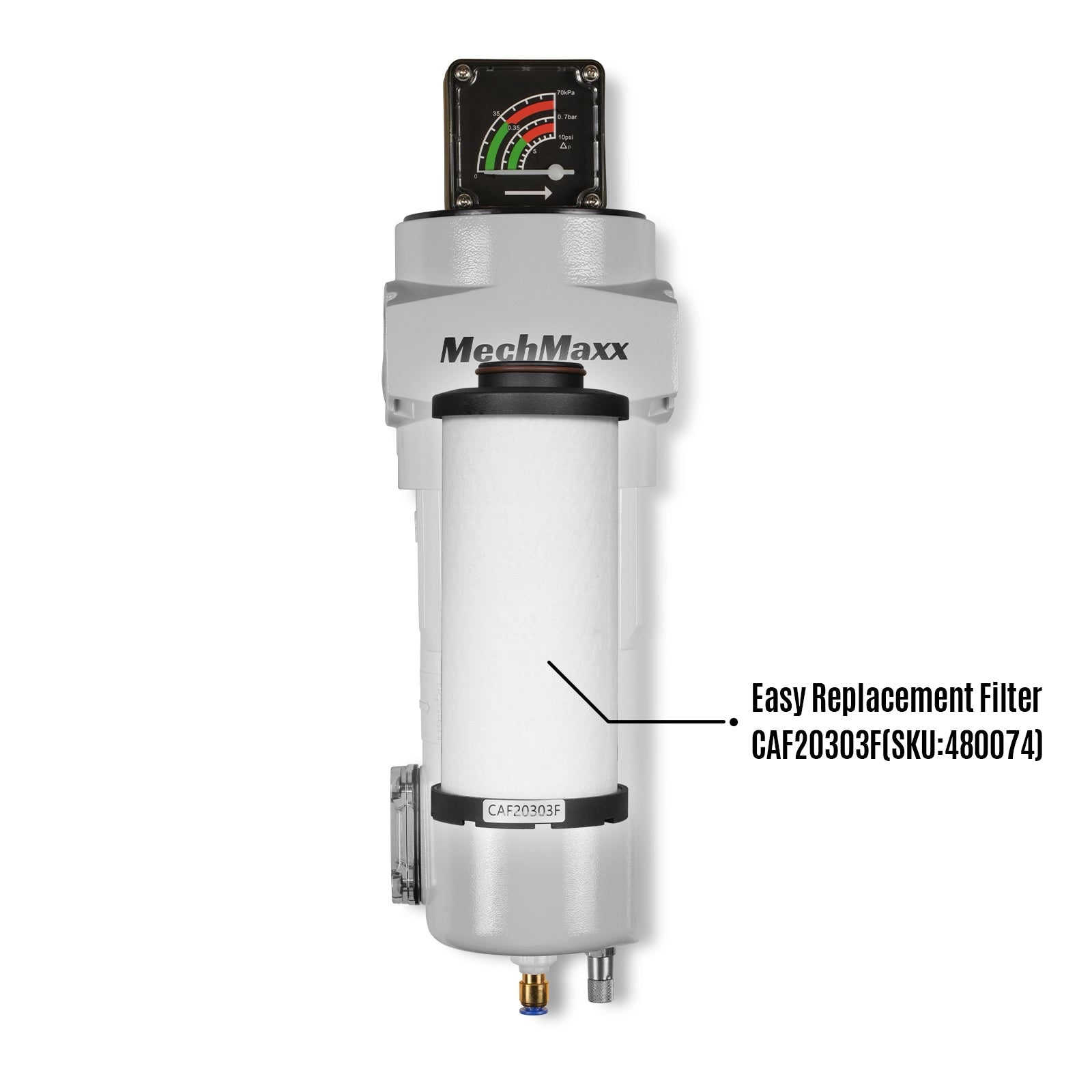 99 CFM Compressed Air Oil-Water Separator Precision Filter,0.01μm,Oil Content 0.001ppm, With Auto Drain, Pressure Gauge