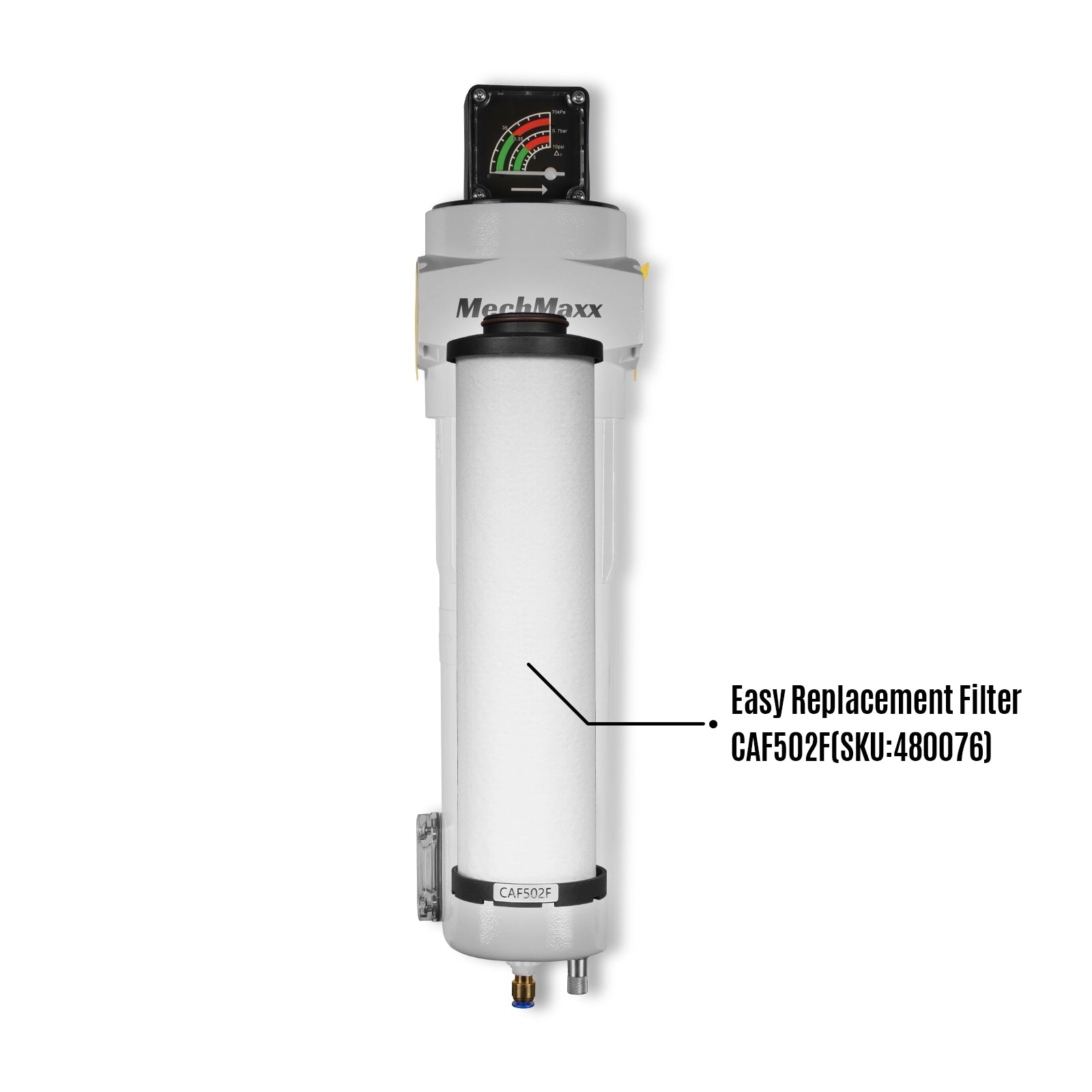 254 CFM Compressed Air Oil-Water Separator Precision Filter,0.01μm,Oil Content 0.01ppm, With Auto Drain, Pressure Gauge
