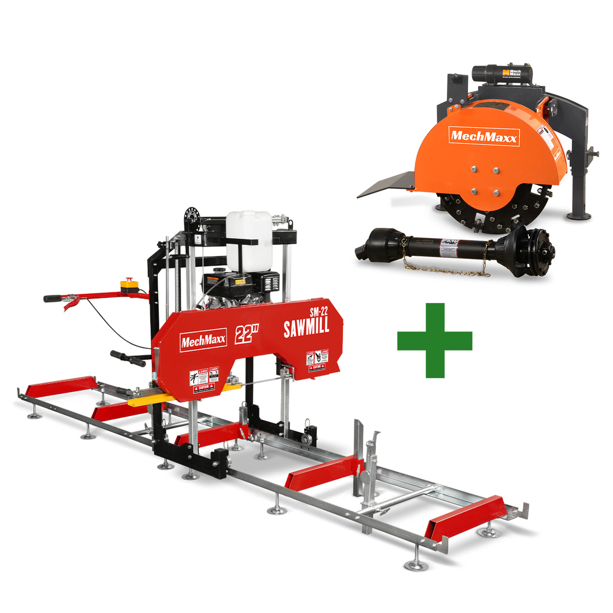 3-Point PTO Stump Grinder & 22" Portable Sawmill Combo,SG24&SM22