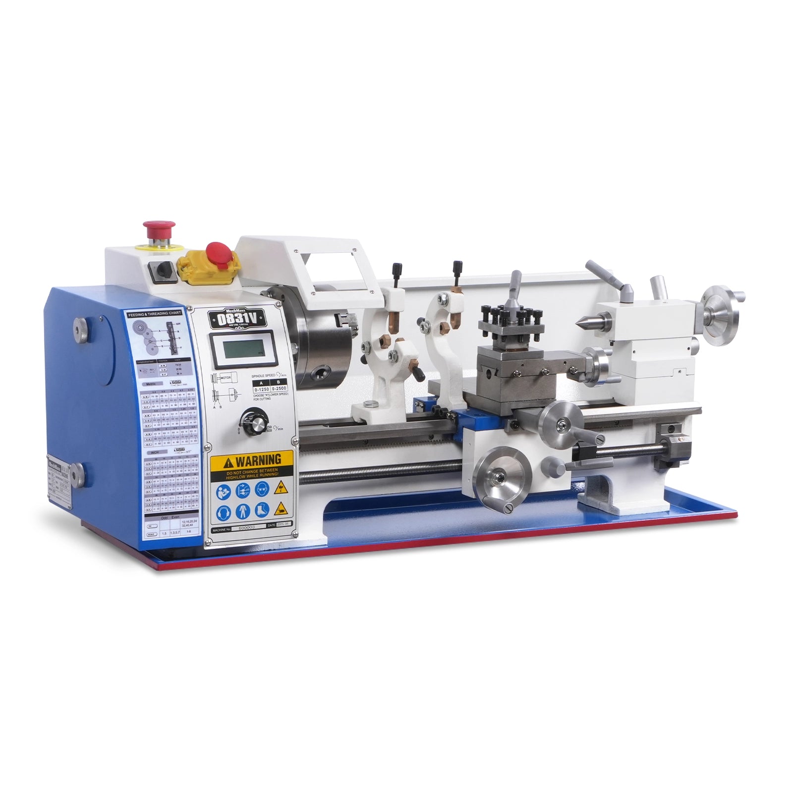 1.5‘’ Spindle Bore Metal Lathe Machine with DRO 8'' x 16'' High Precision Mini 1.5HP Benchtop 0-2500 RPM Variable Speed Metal Working Machine 1.5‘’ Spindle Bore Small Lathe without Stand