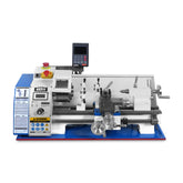 1.5‘’ Spindle Bore Metal Lathe Machine with DRO 8'' x 16'' High Precision Mini 1.5HP Benchtop 0-2500 RPM Variable Speed Metal Working Machine 1.5‘’ Spindle Bore Small Lathe without Stand