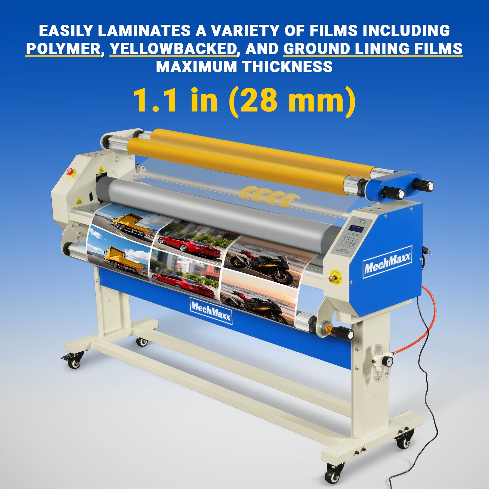 65" Wide Format Full-Auto Cold & Heat Assisted Laminator Machine with 4 Trimmers, Max Speed 40ft/min, 63" Max Width, 1.1" Max Thickness, Infrared Heating, Digital Control for Vinyl Graphics, Inkjet Prints, Posters 1700-B2