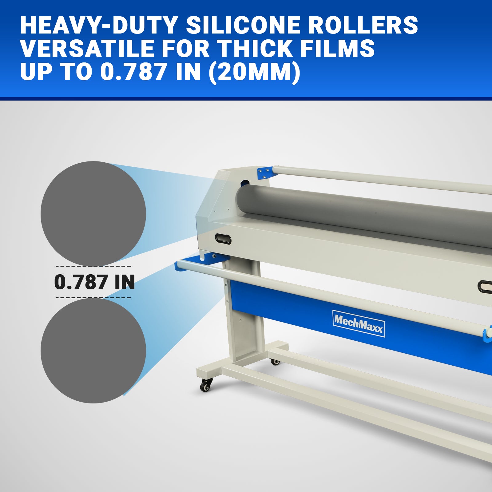 63" Wide Format Laminator Manual Cold Laminating Machine 60" Max Laminating Width,Pneumatic Roller Lift & Wear-Resistant Rubber Roller Portable Stand Included, 0.78" Max Thickness for Vinyl Graphics, Inkjet Prints, Posters-1600-C1