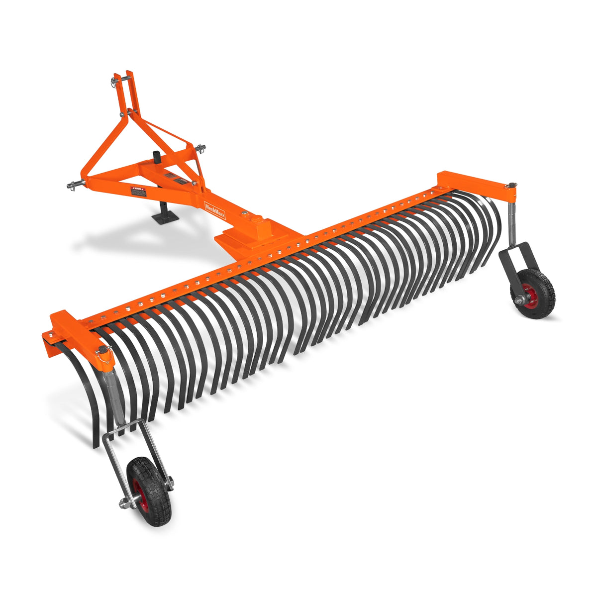 84" Landscape Rake with Bolt-On Wheels & 42 Tines 3 Point Hitch Tractor Attachment, LR84W