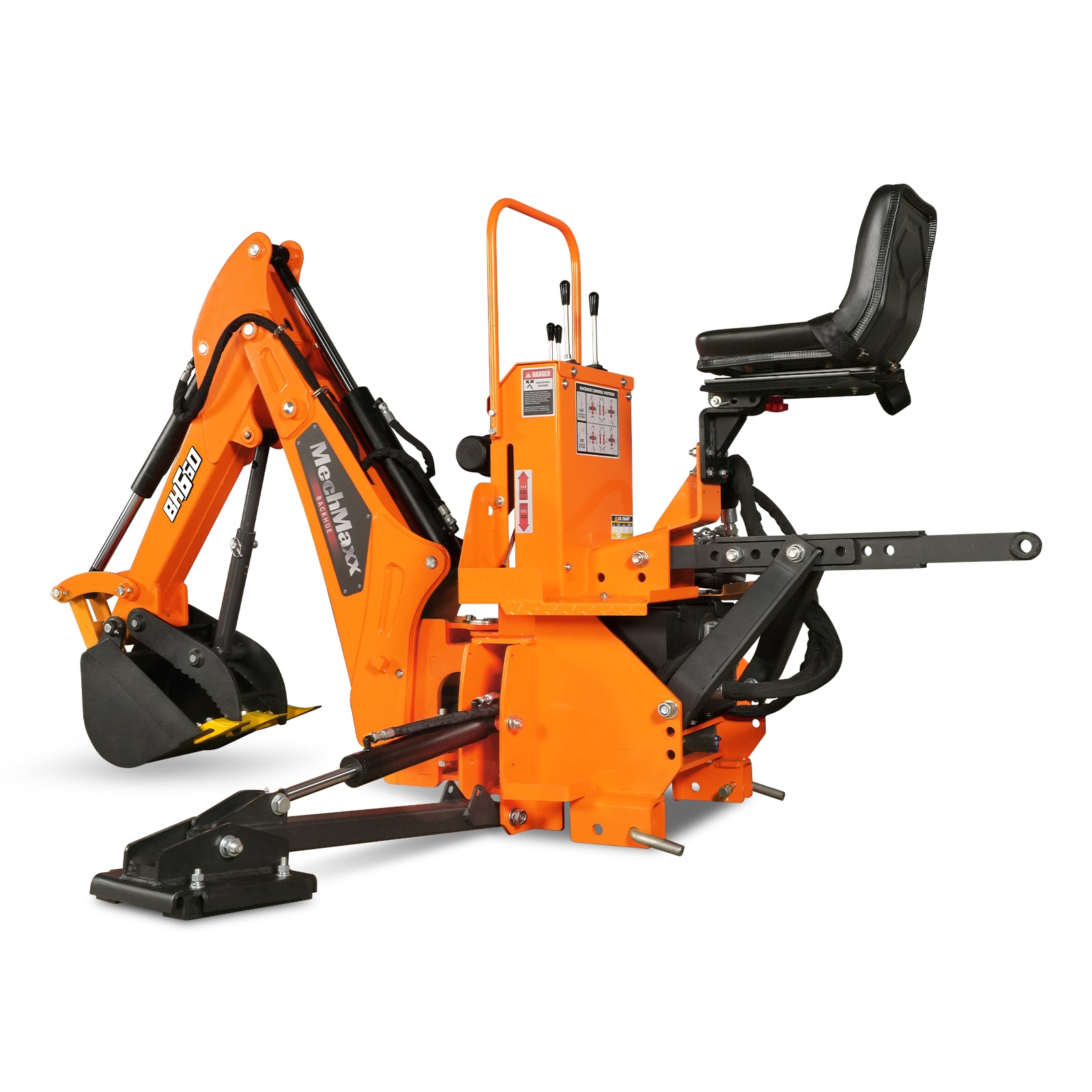 7' Tractor Backhoe Attachment with Mechanical Thumb, 12" Bucket, Self-Contained Pump, for 15-50 HP, Cat. 1 Tractor, BH660