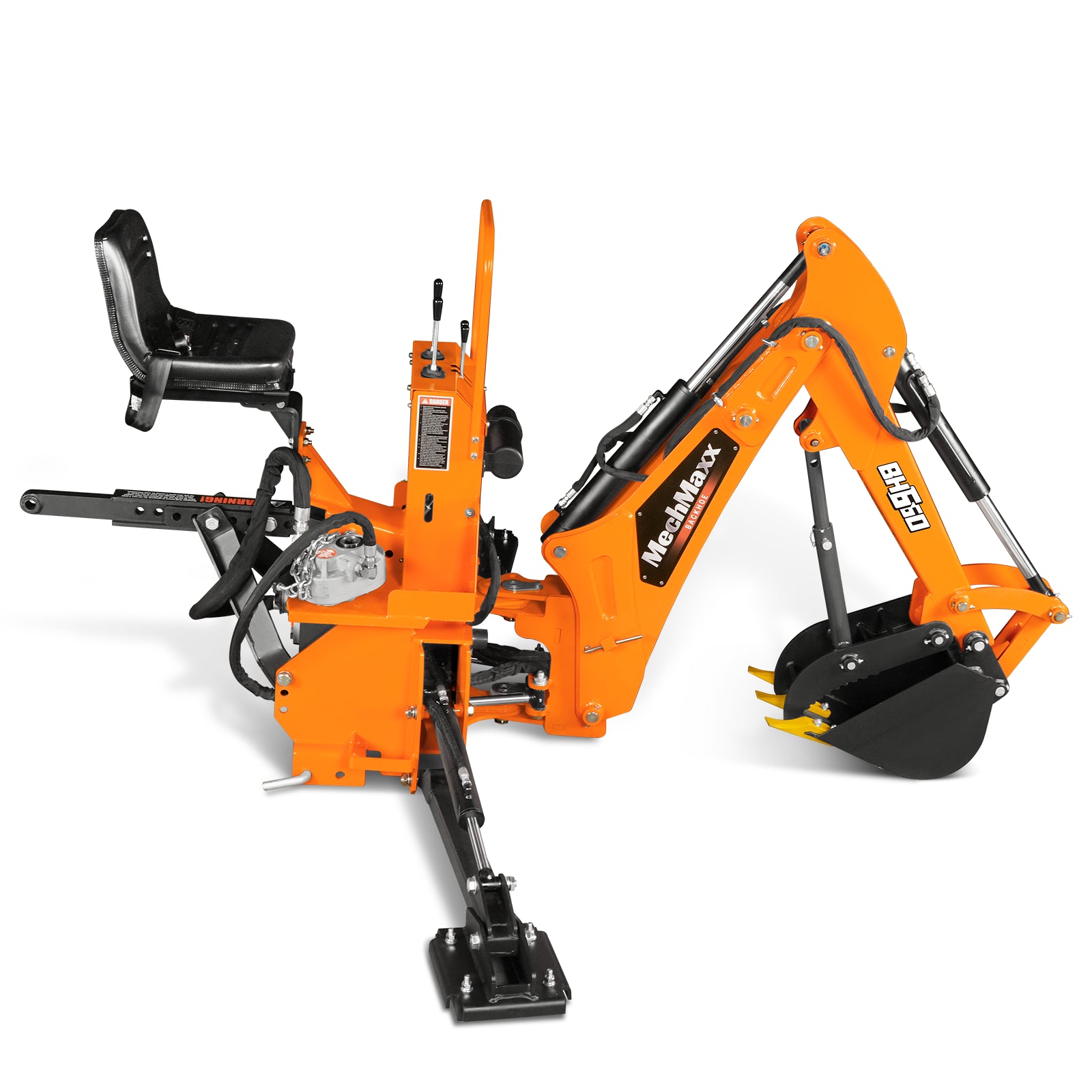 7' Tractor Backhoe Attachment with Mechanical Thumb, 12" Bucket, Self-Contained Pump, for 15-50 HP, Cat. 1 Tractor, BH660