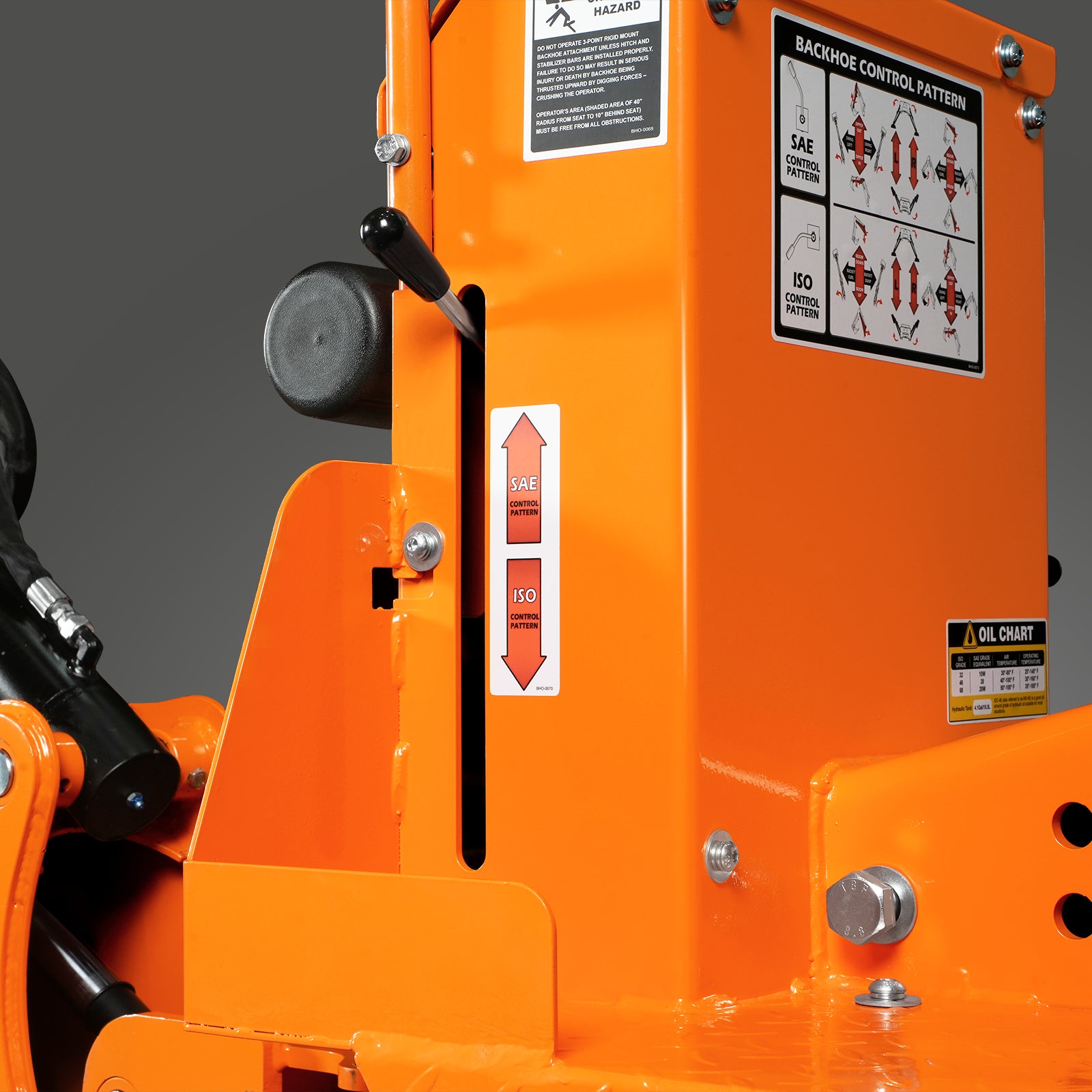 7' Tractor Backhoe Attachment with Mechanical Thumb, 12" Bucket, Self-Contained Pump, for 15-50 HP, Cat. 1 Tractor, BH660