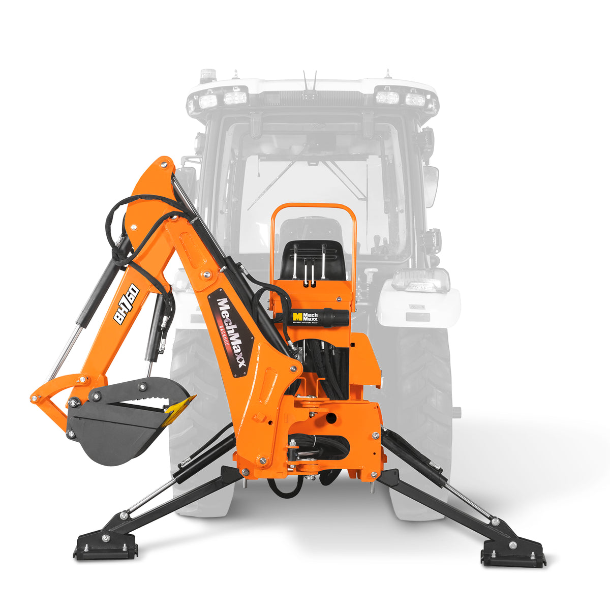 8' Tractor Backhoe Attachment with Hydraulic Thumb, 15" Bucket, Self-Contained Pump, for 20-100 HP, Cat. 1&2 Tractor, BH760