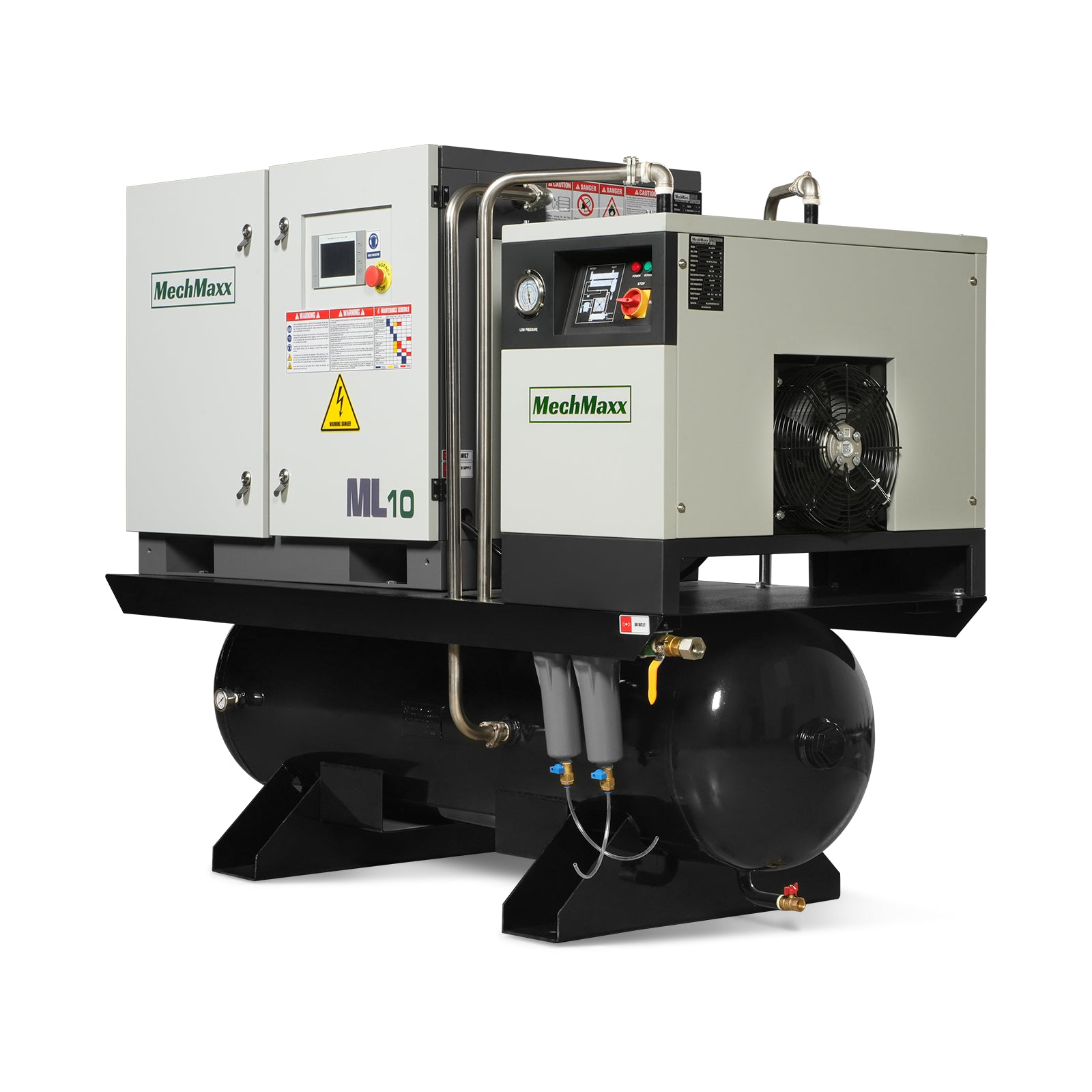 10HP Combined Rotary Screw Air Compressor with Dryer & 66-Gal ASME Tank | 32 CFM, 116 PSI, 230V 3-Phase – Industrial Grade
