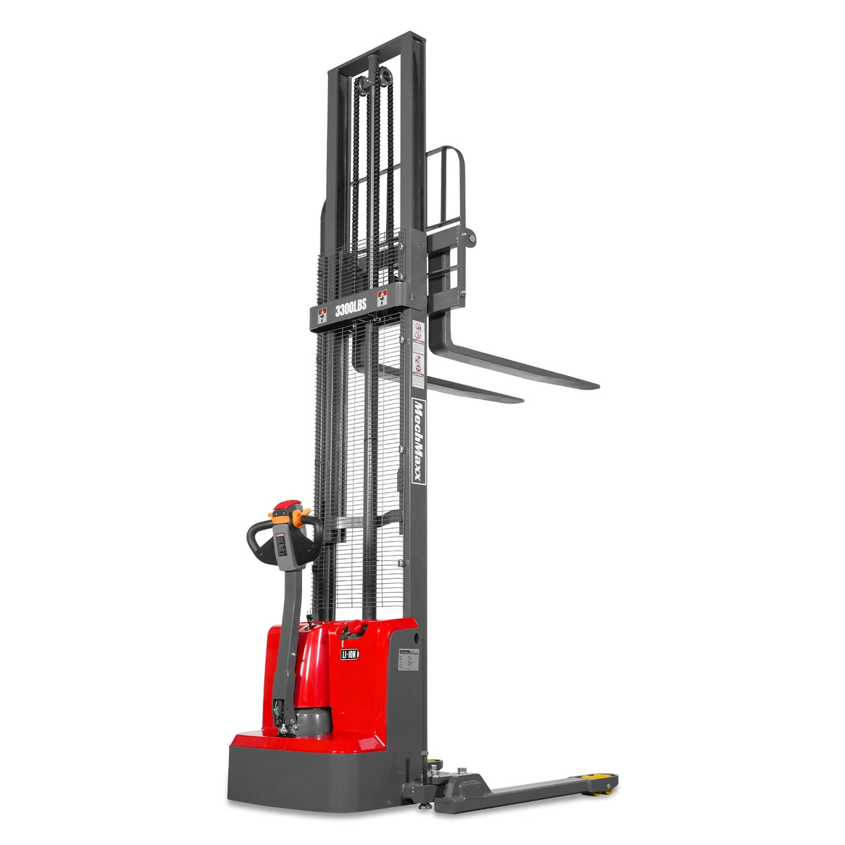 3300lbs Lithium-ion Electric Straddle Stacker, 138" Lift, Adjustable Legs & Forks, F33-138S