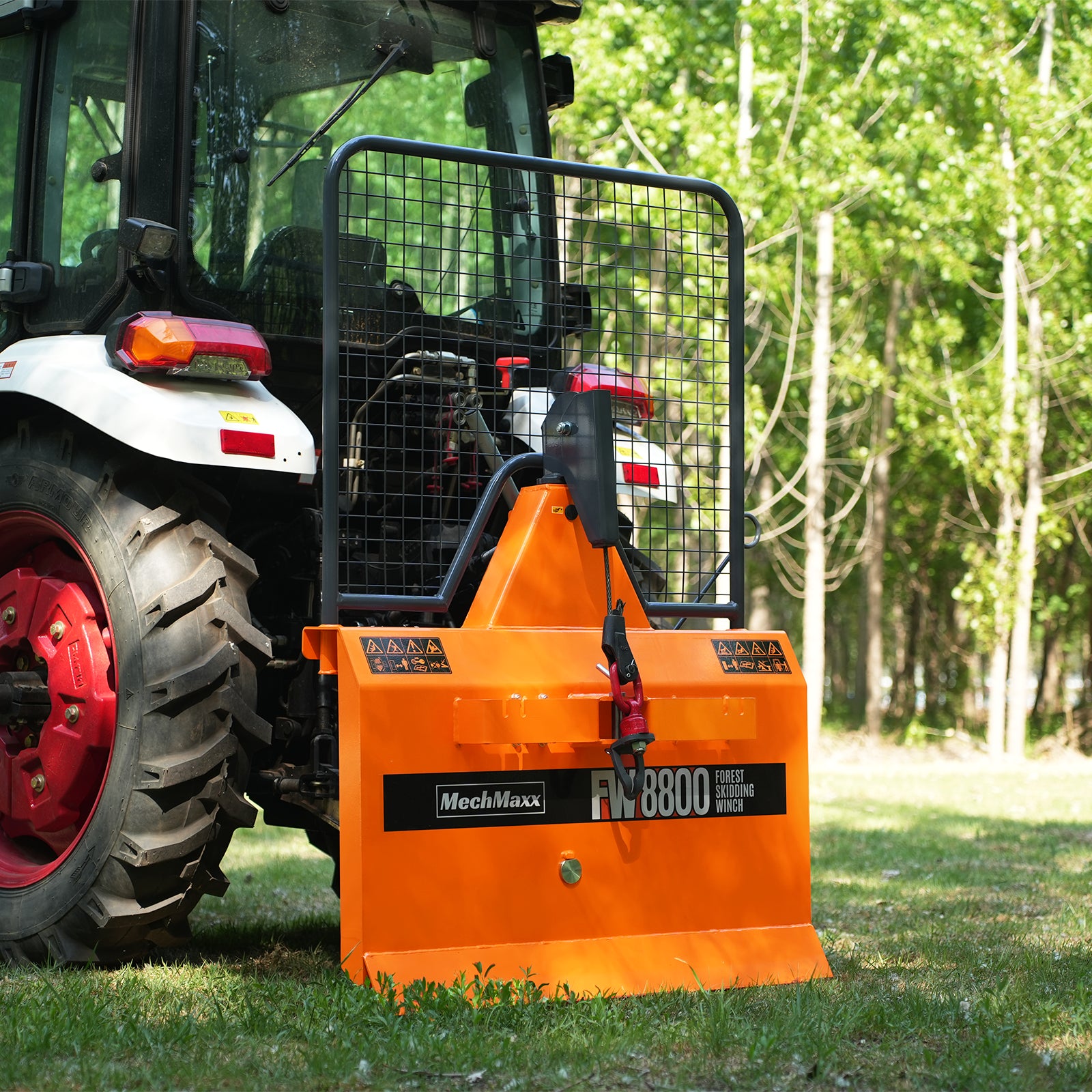 8800lbs 3-Point Hitch Forestry Log Skidding Winch, 200ft Cable Length, 25-60 HP Tractor, Category 1 Hookup, FW8800