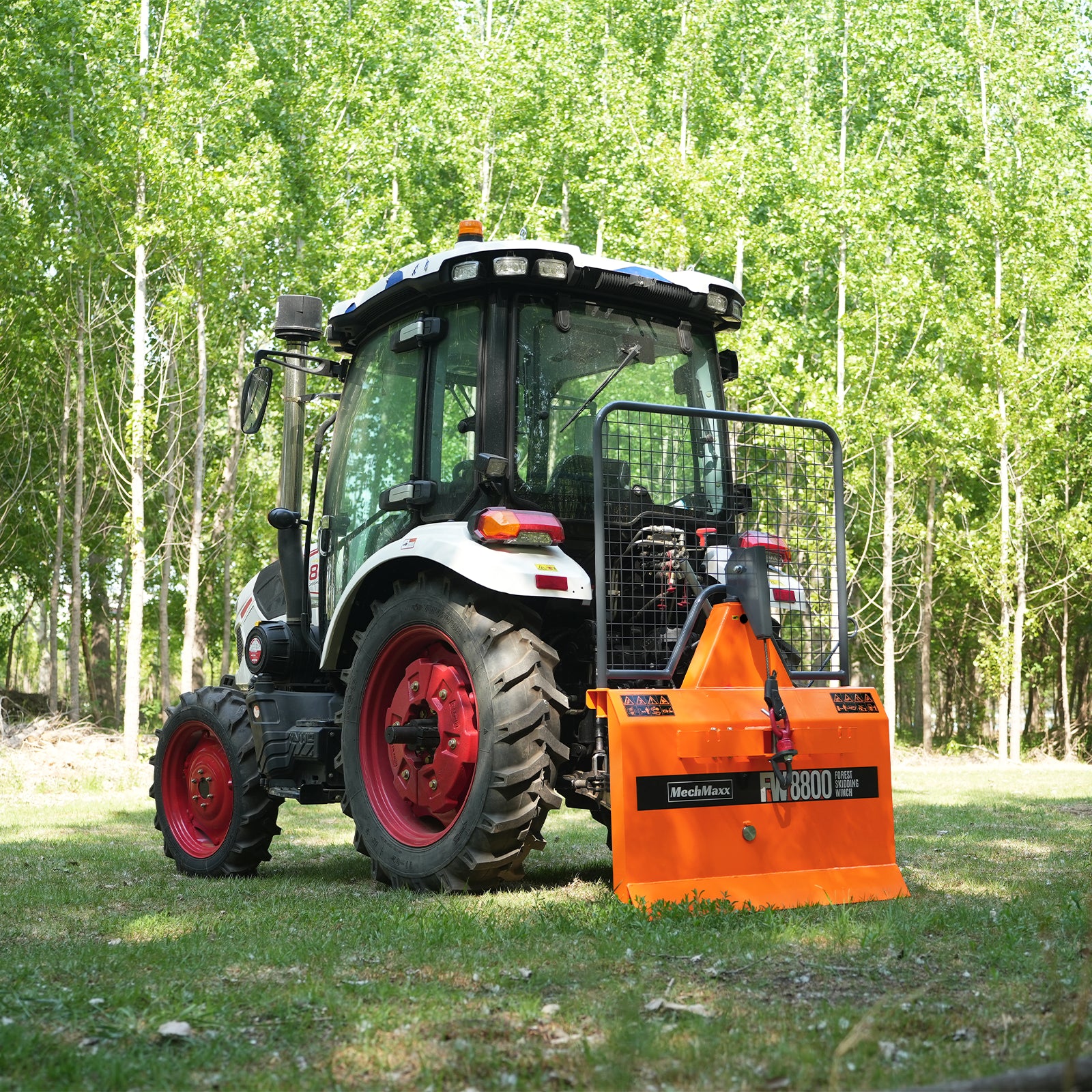 8800lbs 3-Point Hitch Forestry Log Skidding Winch, 200ft Cable Length, 25-60 HP Tractor, Category 1 Hookup, FW8800