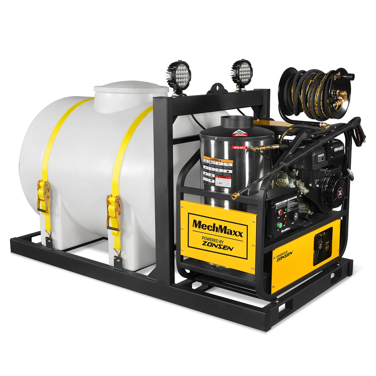 4000 PSI 4 GPM ZONSEN E-Start Engine Hot Water Pressure Washer Skid Mounted with 245 Gal Tank, HPW40DBT