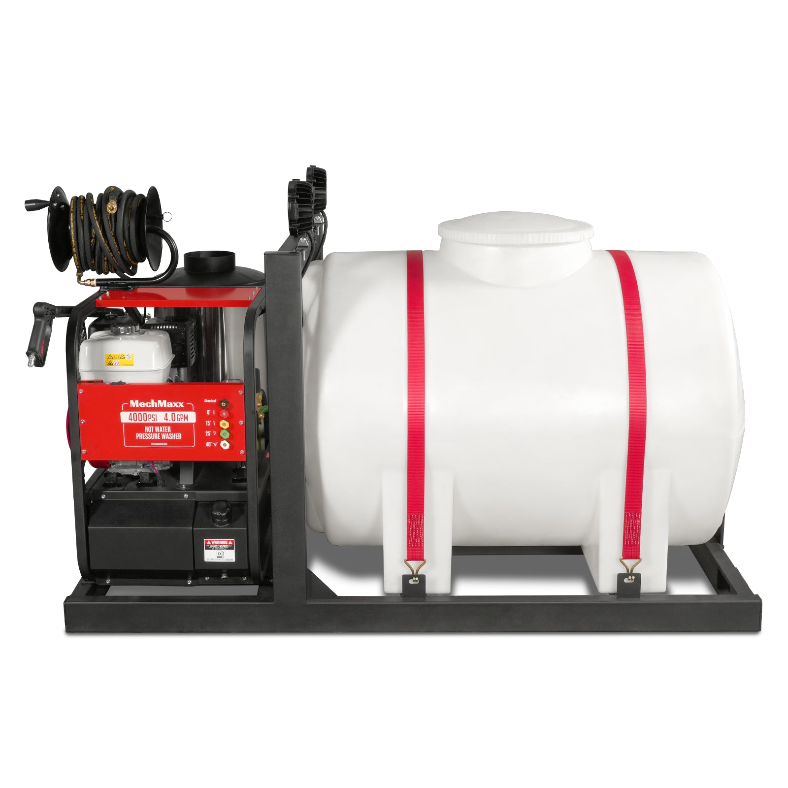 4000 PSI 4 GPM HONDA E-Start Engine Hot Water Pressure Washer Skid Mounted with 245 Gal Tank, HPW40HBT
