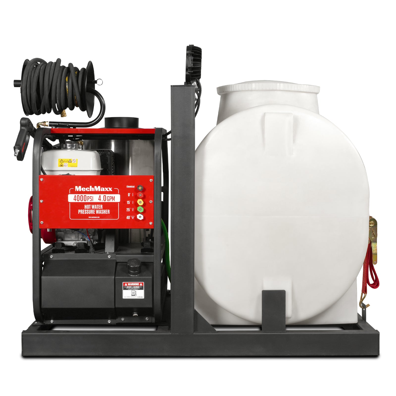 4000 PSI 4 GPM HONDA E-Start Engine Hot Water Pressure Washer Skid Mounted with 175 Gal Tank, HPW40HT