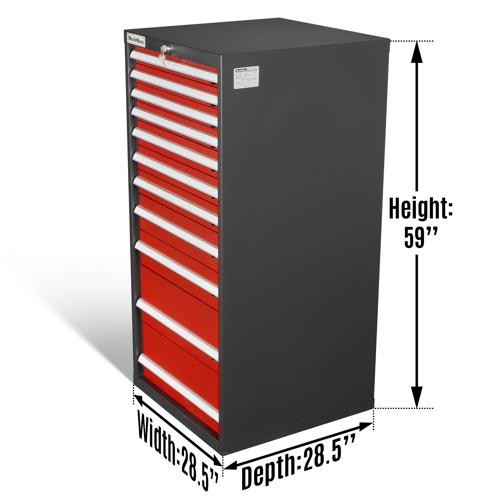 Heavy Duty Modular Drawer Cabinet – 11 Drawer Tool Storage Organizer, Steel Construction, 59" H x 28.5" W x 28.5" D