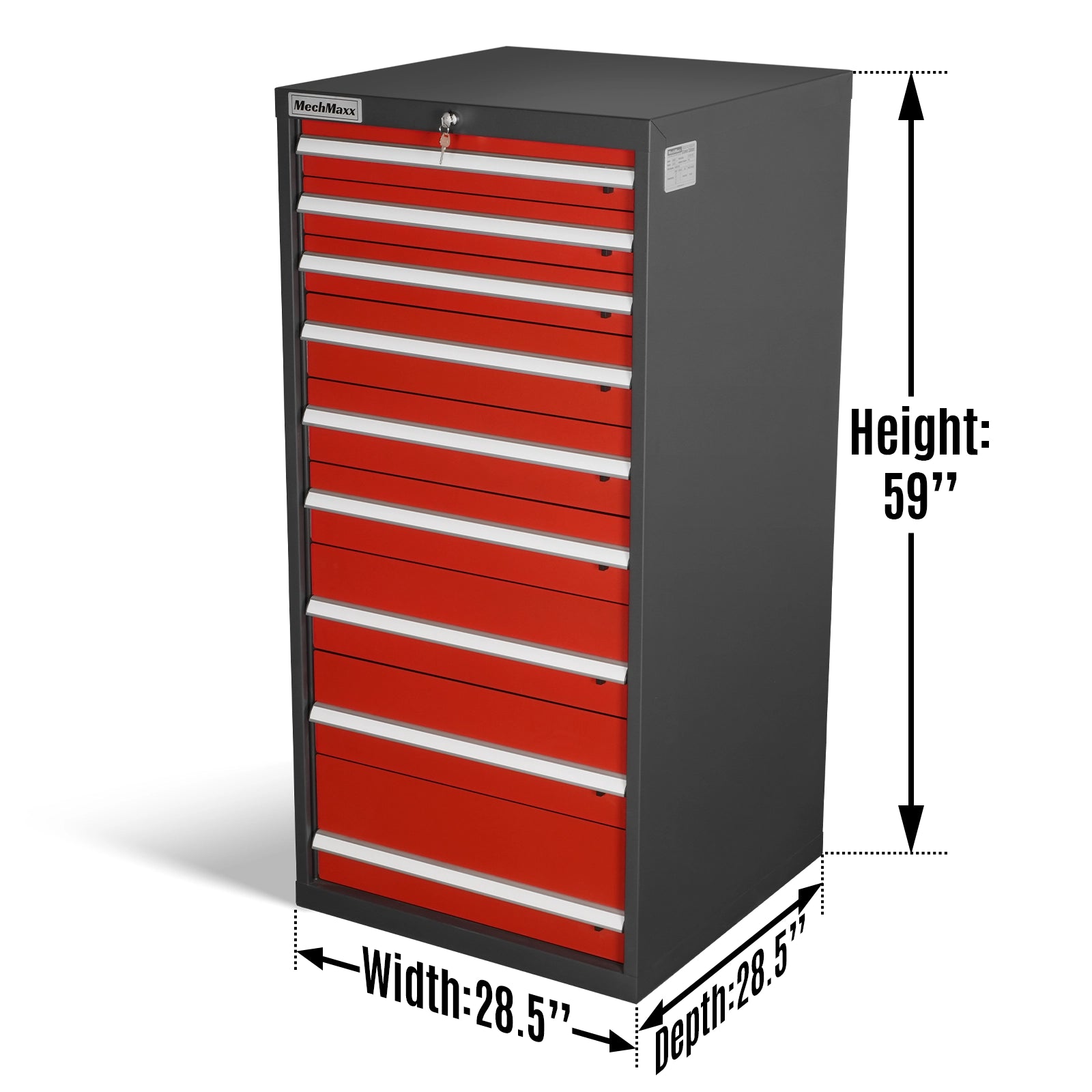 Heavy Duty Modular Drawer Cabinet – 9 Drawer Tool Storage Organizer, Steel Construction, 59" H x 28.5" W x 28.5" D