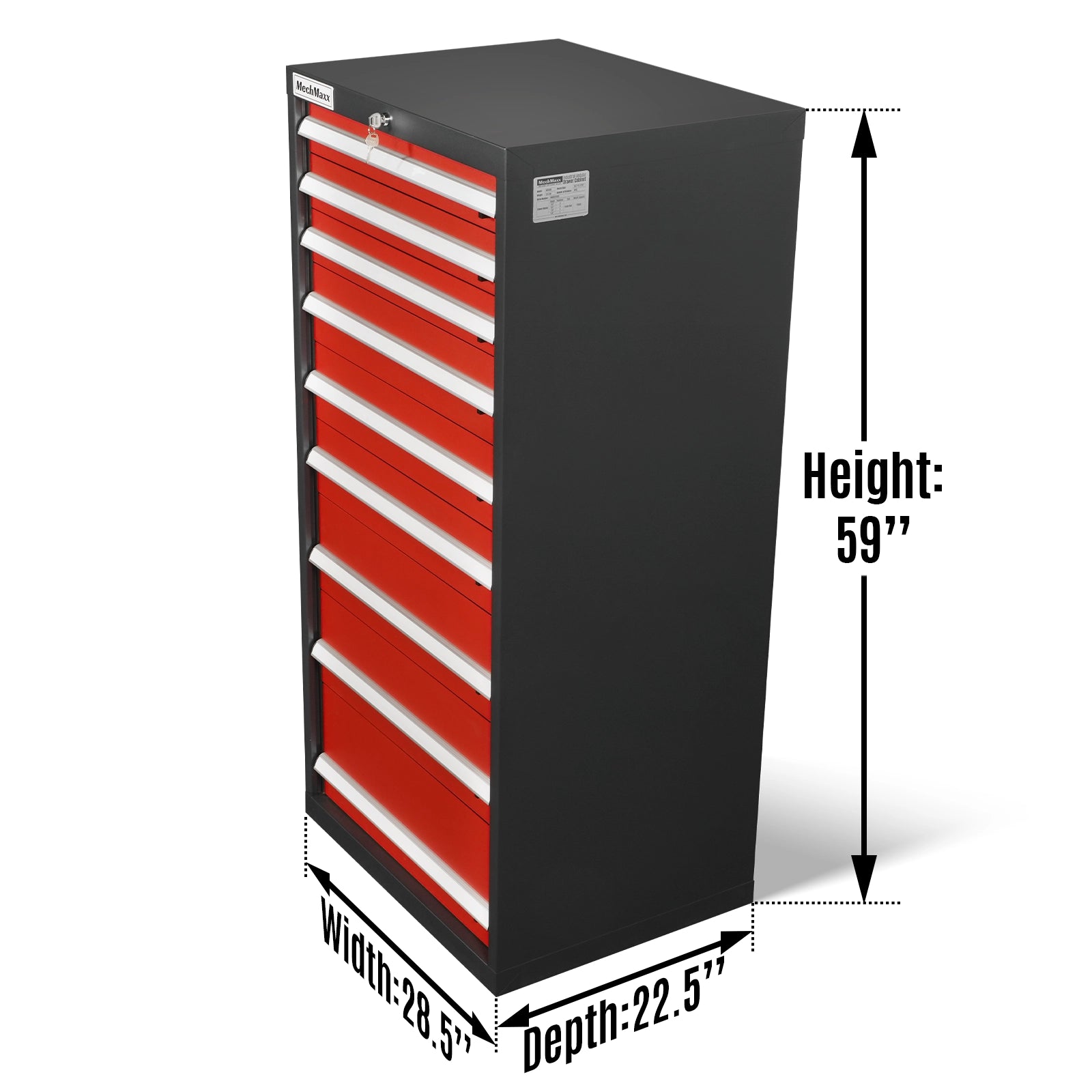 Heavy Duty Modular Drawer Cabinet – 9 Drawer Tool Storage Organizer, Steel Construction, 59" H x 28.5" W x 22.5" D