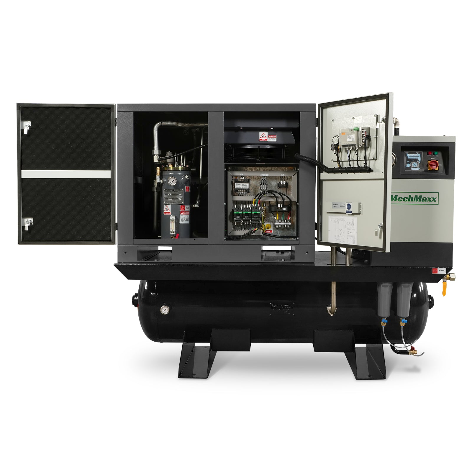 10HP Combined Rotary Screw Air Compressor with Dryer & 66-Gal ASME Tank | 32 CFM, 116 PSI, 230V 3-Phase – Industrial Grade