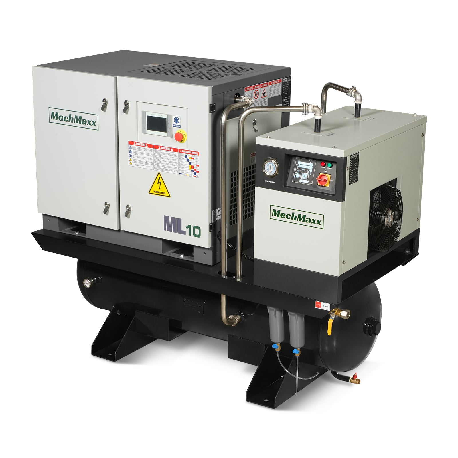 10HP Combined Rotary Screw Air Compressor with Dryer & 66-Gal ASME Tank | 32 CFM, 116 PSI, 230V 3-Phase – Industrial Grade