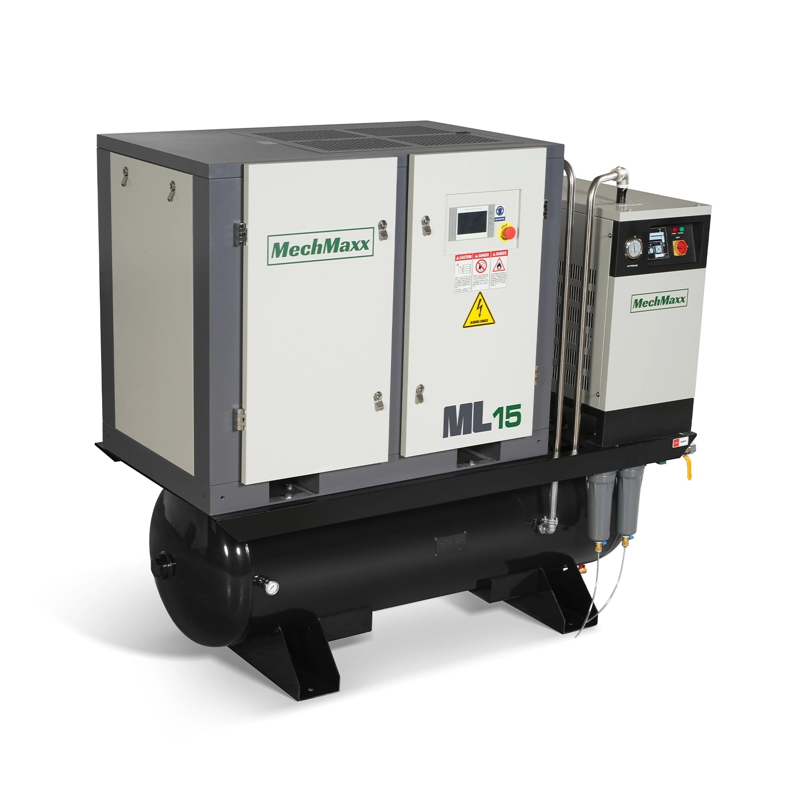 15HP Combined Rotary Screw Air Compressor with Dryer & 105-Gal ASME Tank | 45 CFM, 116 PSI, 230V 3-Phase – Industrial Grade